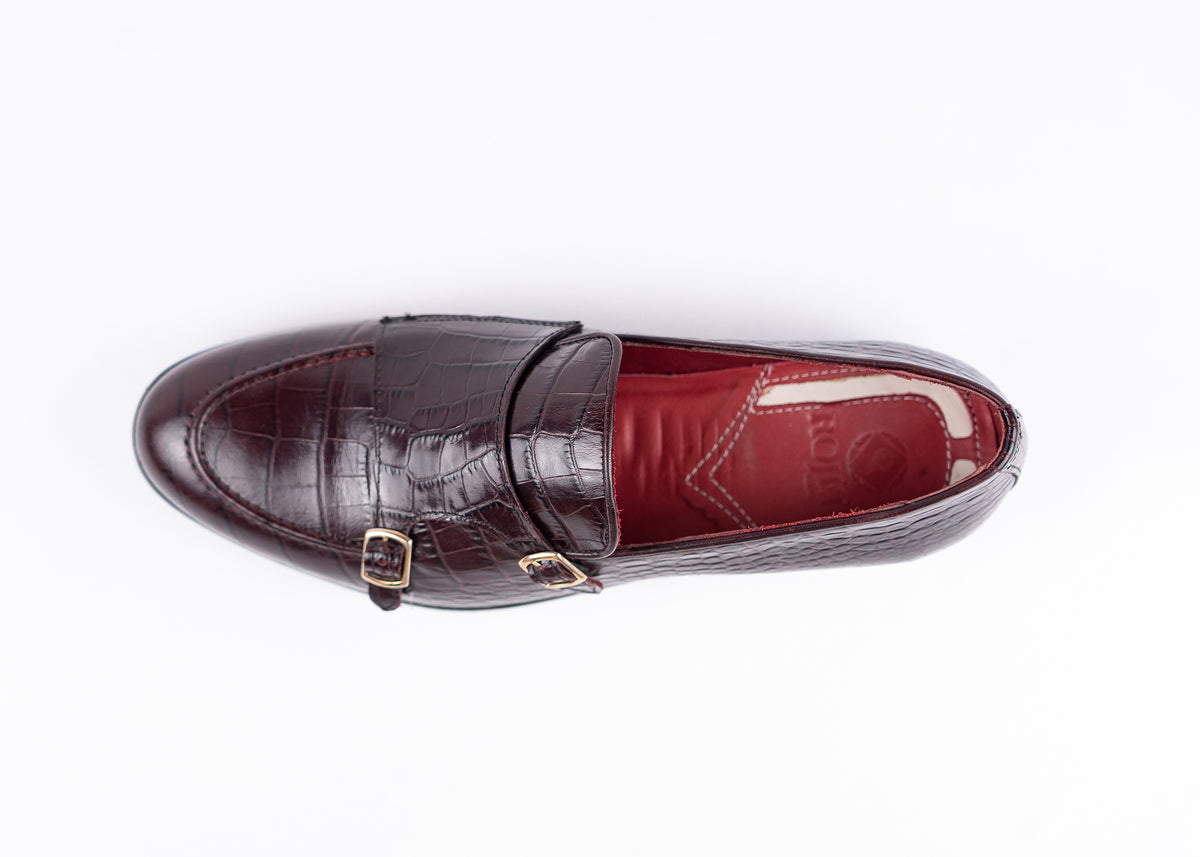 Slipper mit Crocoprägung 