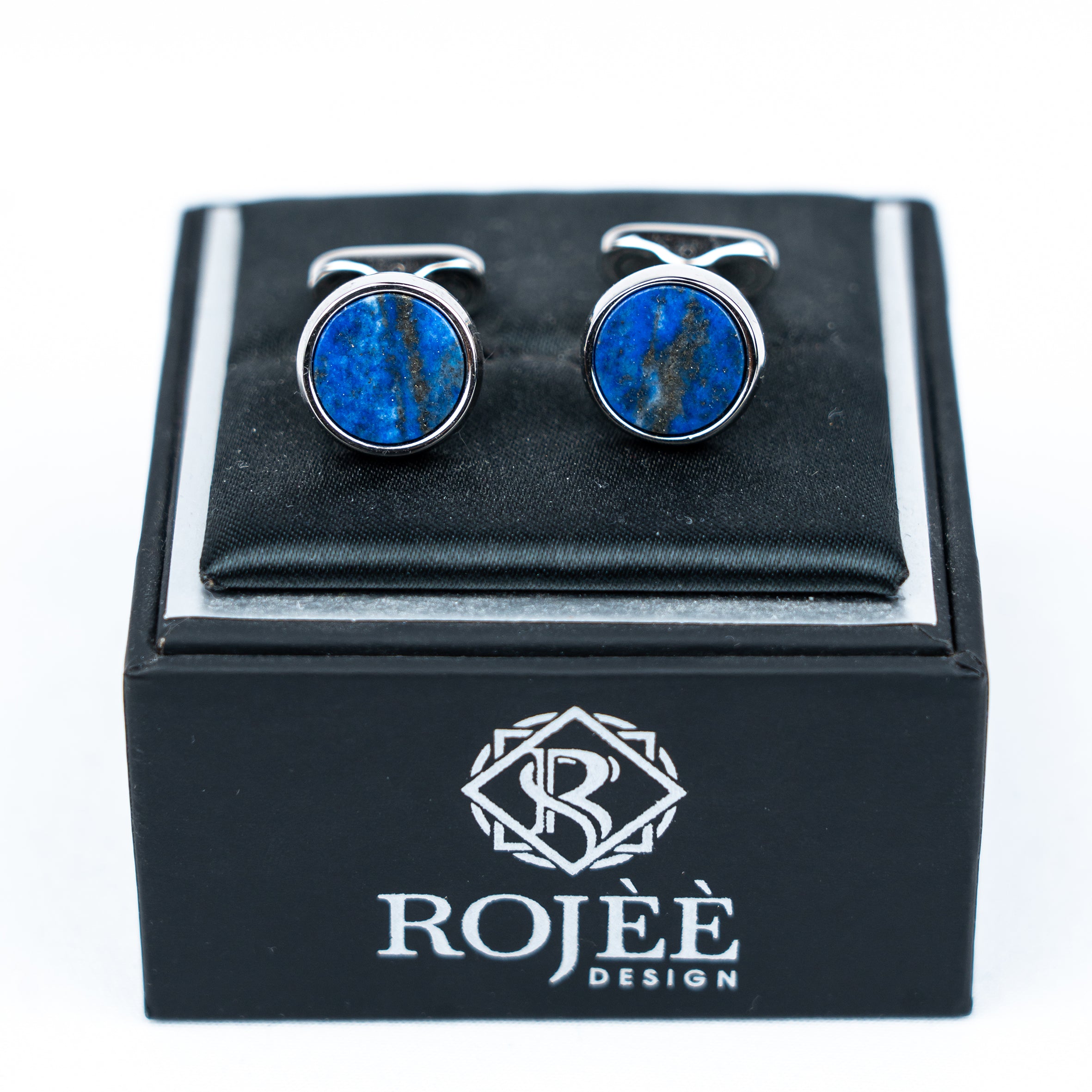Manschettenknöpfe Herren Blau/Silber Handmade in Italy