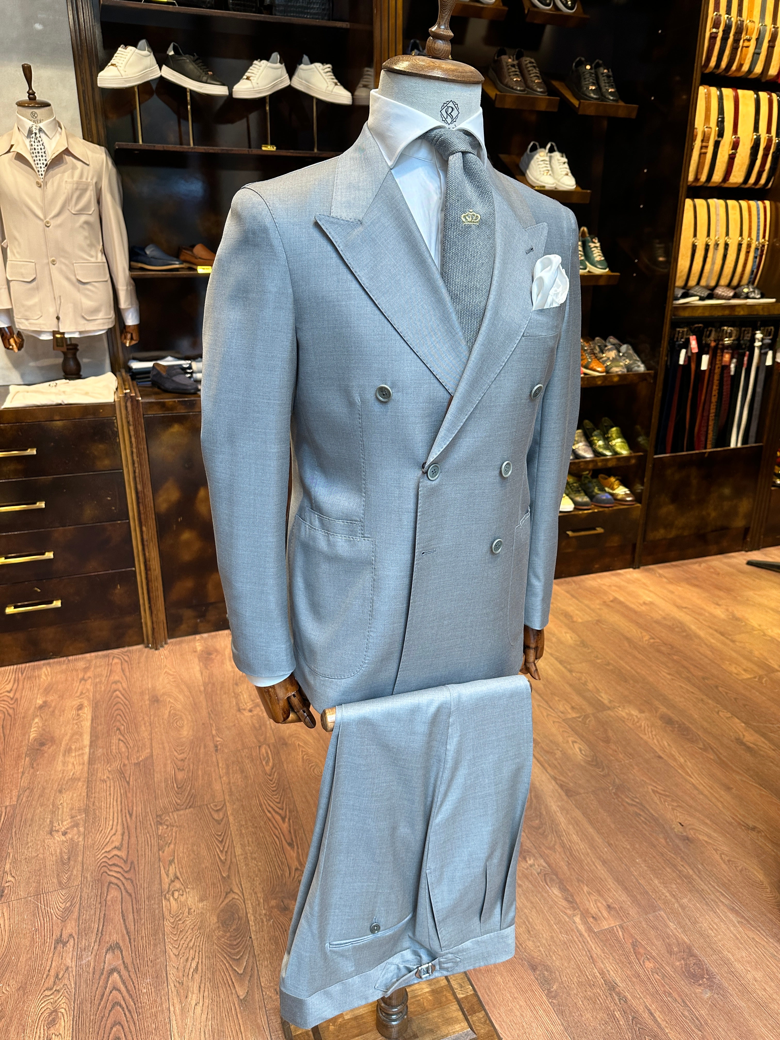 Double-breasted suit gray
