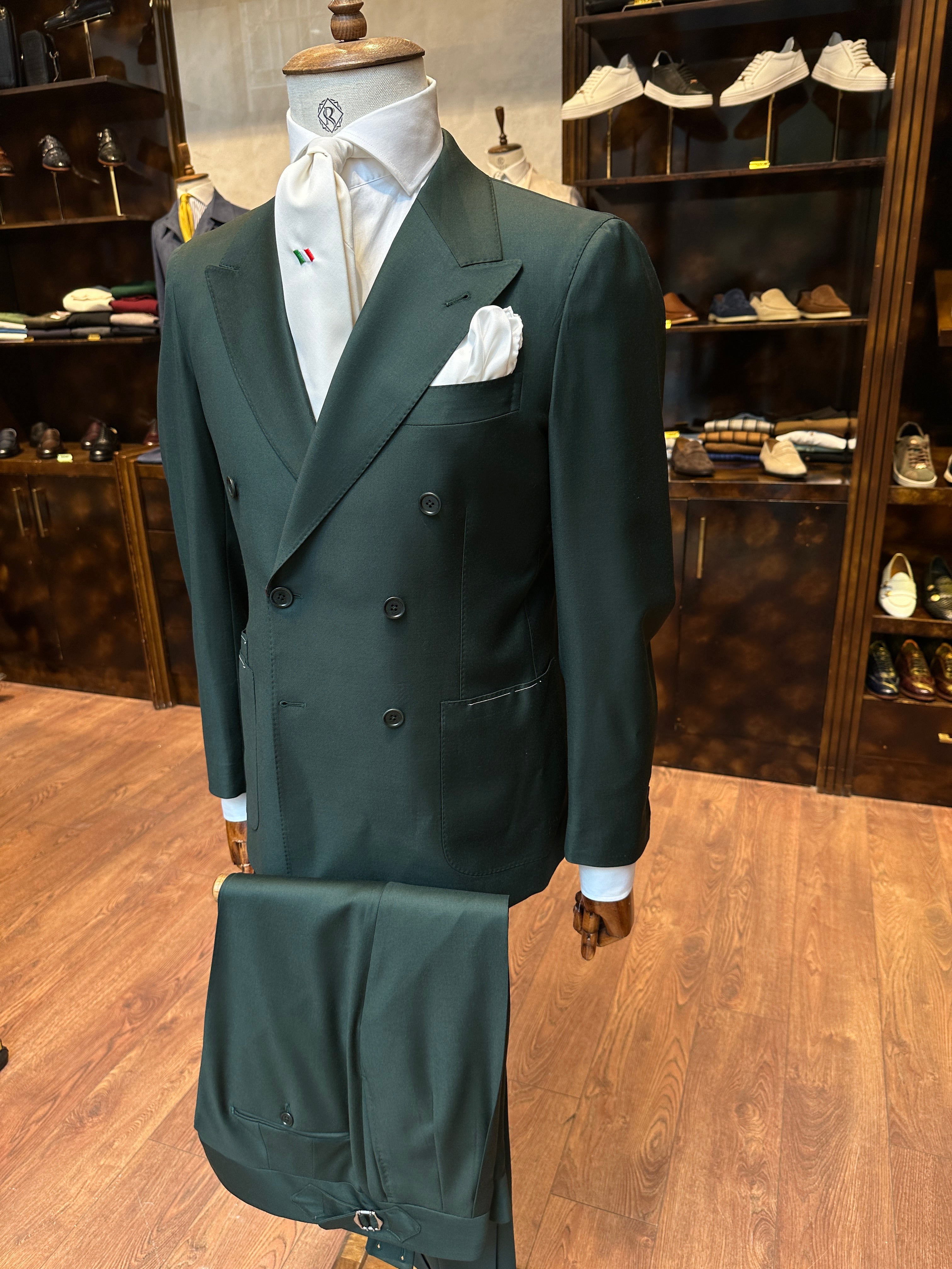 Double-breasted suit green