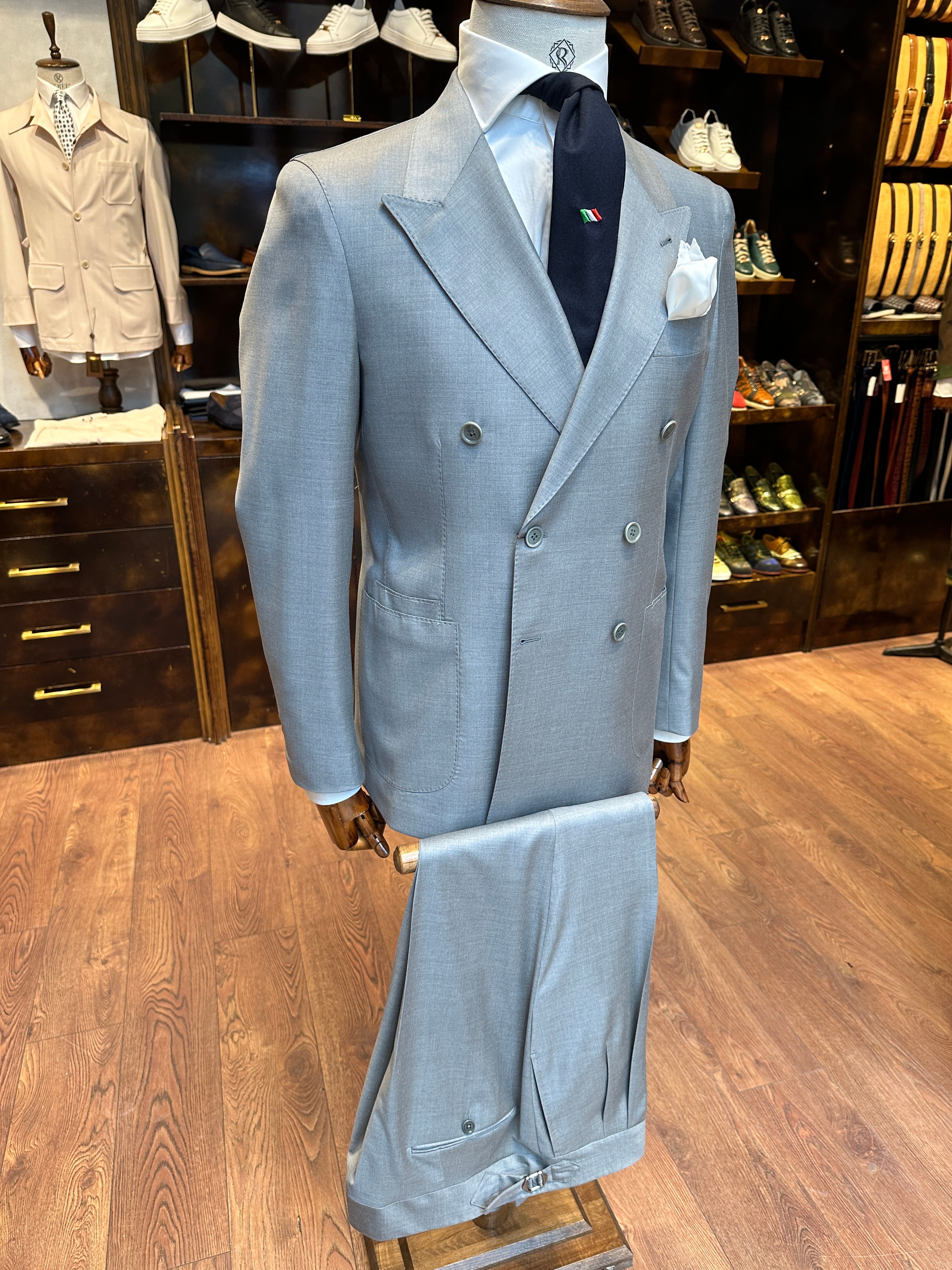 Double-breasted suit gray