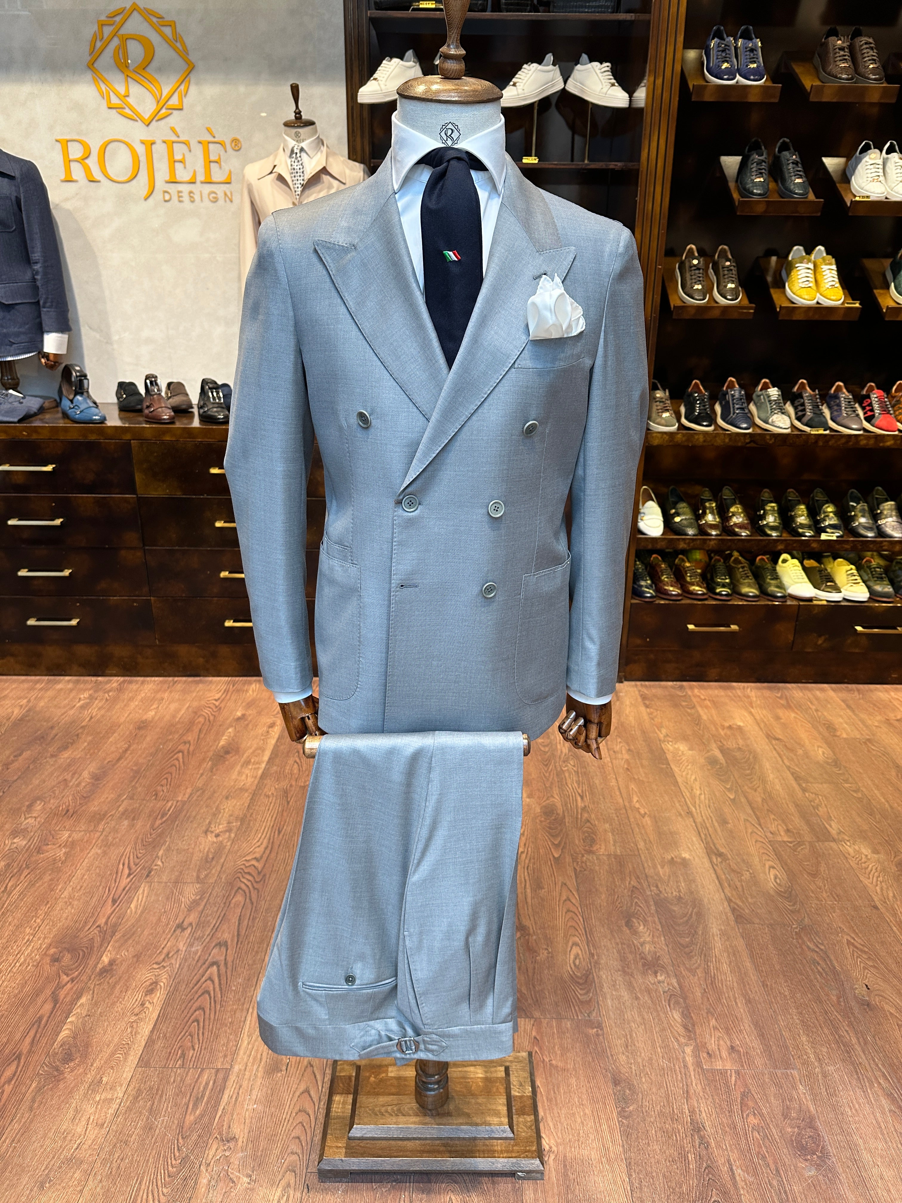 Double-breasted suit gray
