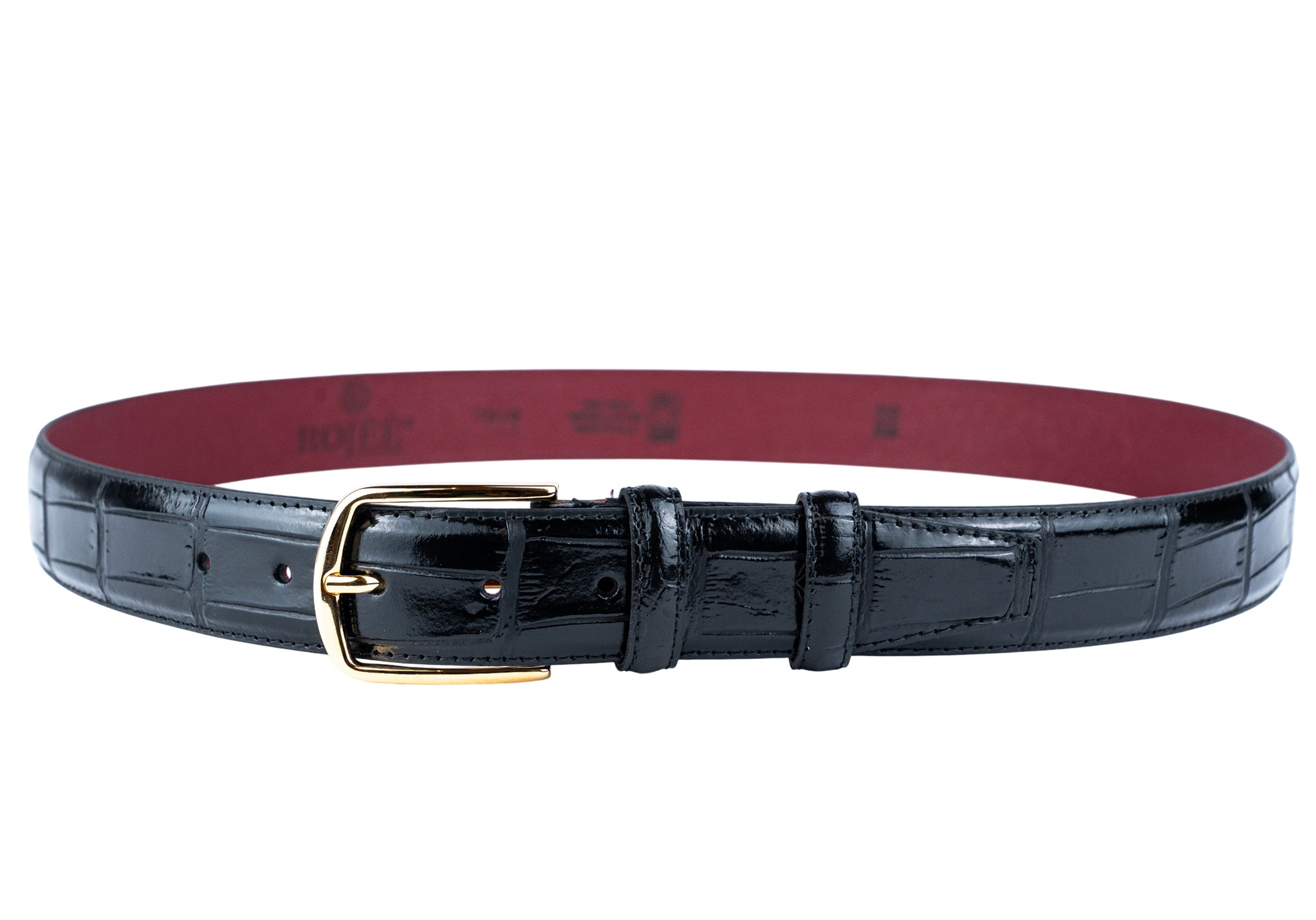 Ledergürtel aus echtem Leder mit Crocoprägung – Made in Italy