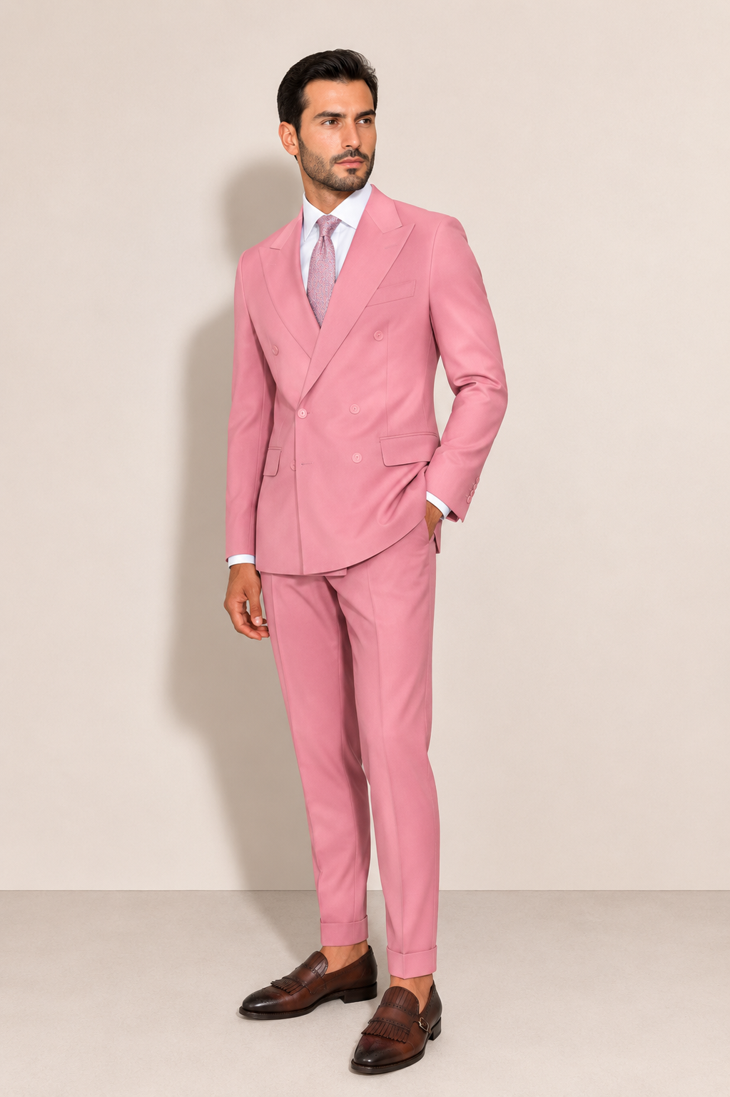 Anzug Zweireiher Pink