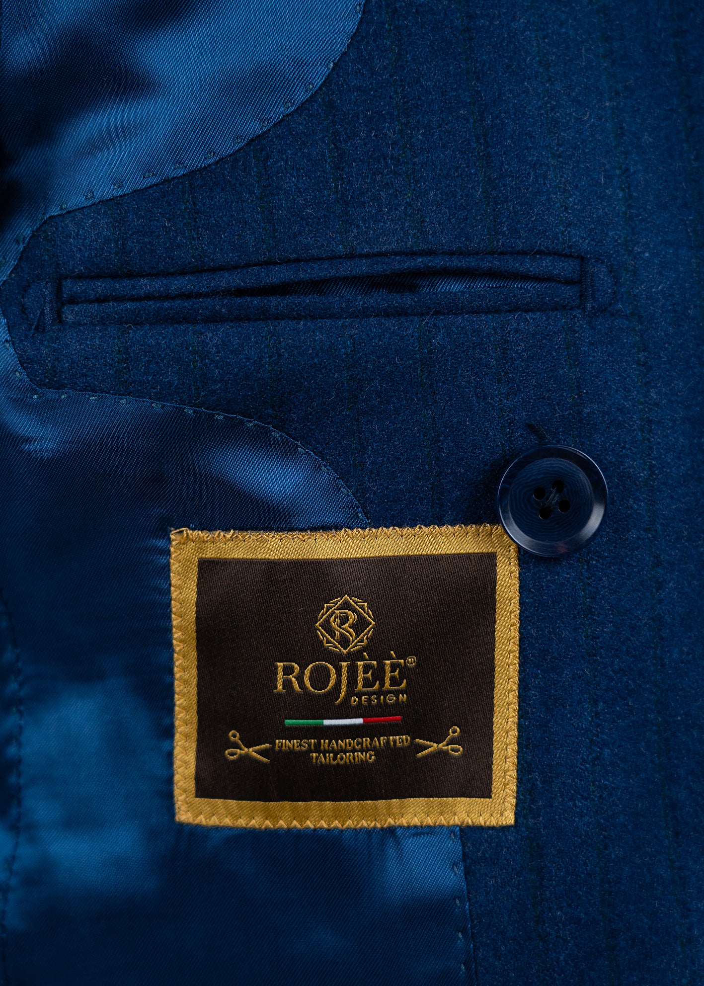 Anzug Blaue Nadelstreifen Flanell Stoff