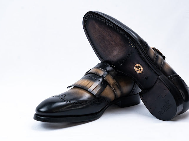 Firenze Slipper mit Fransen Schwarz Beige