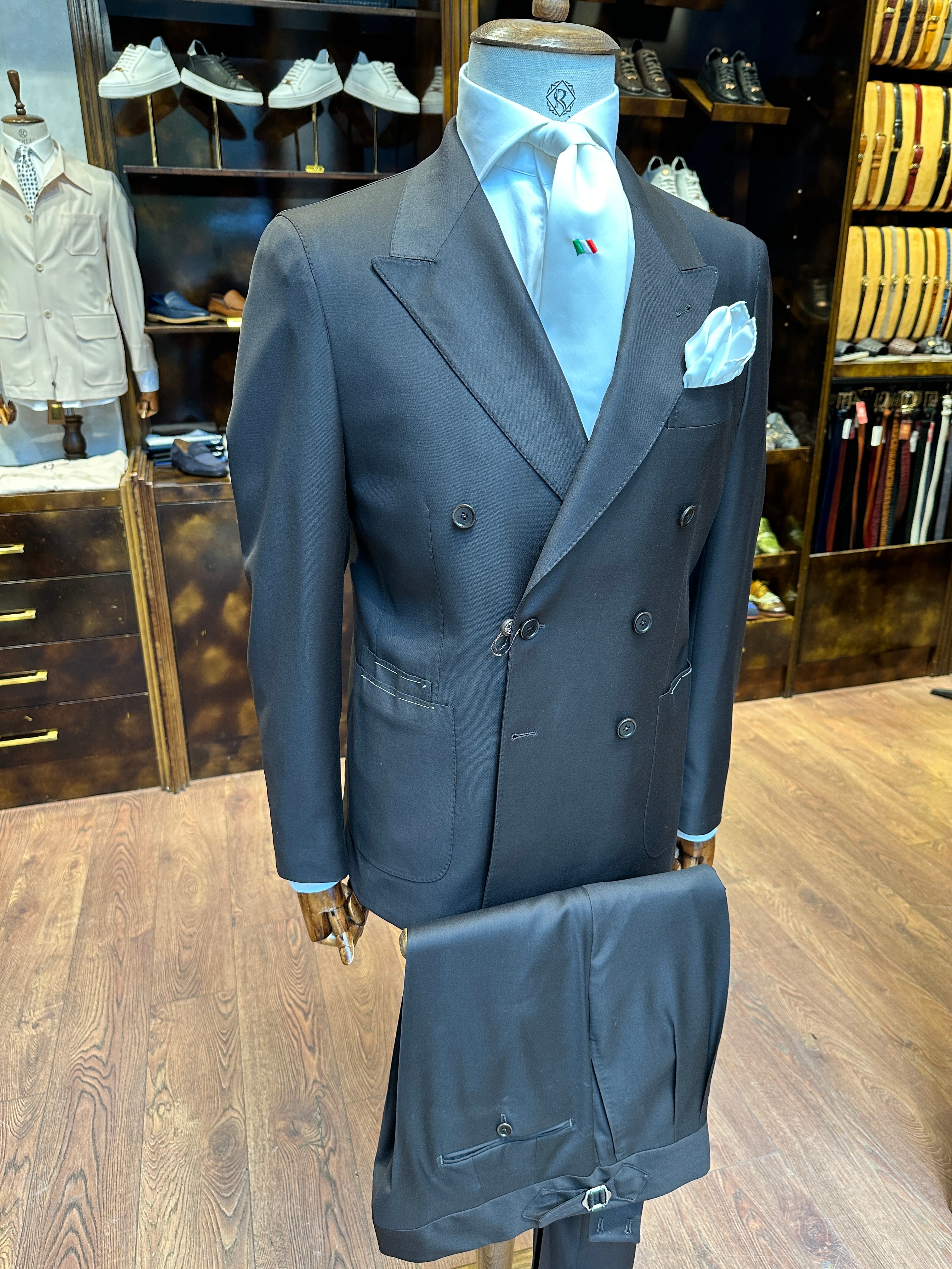 Double-breasted suit brown