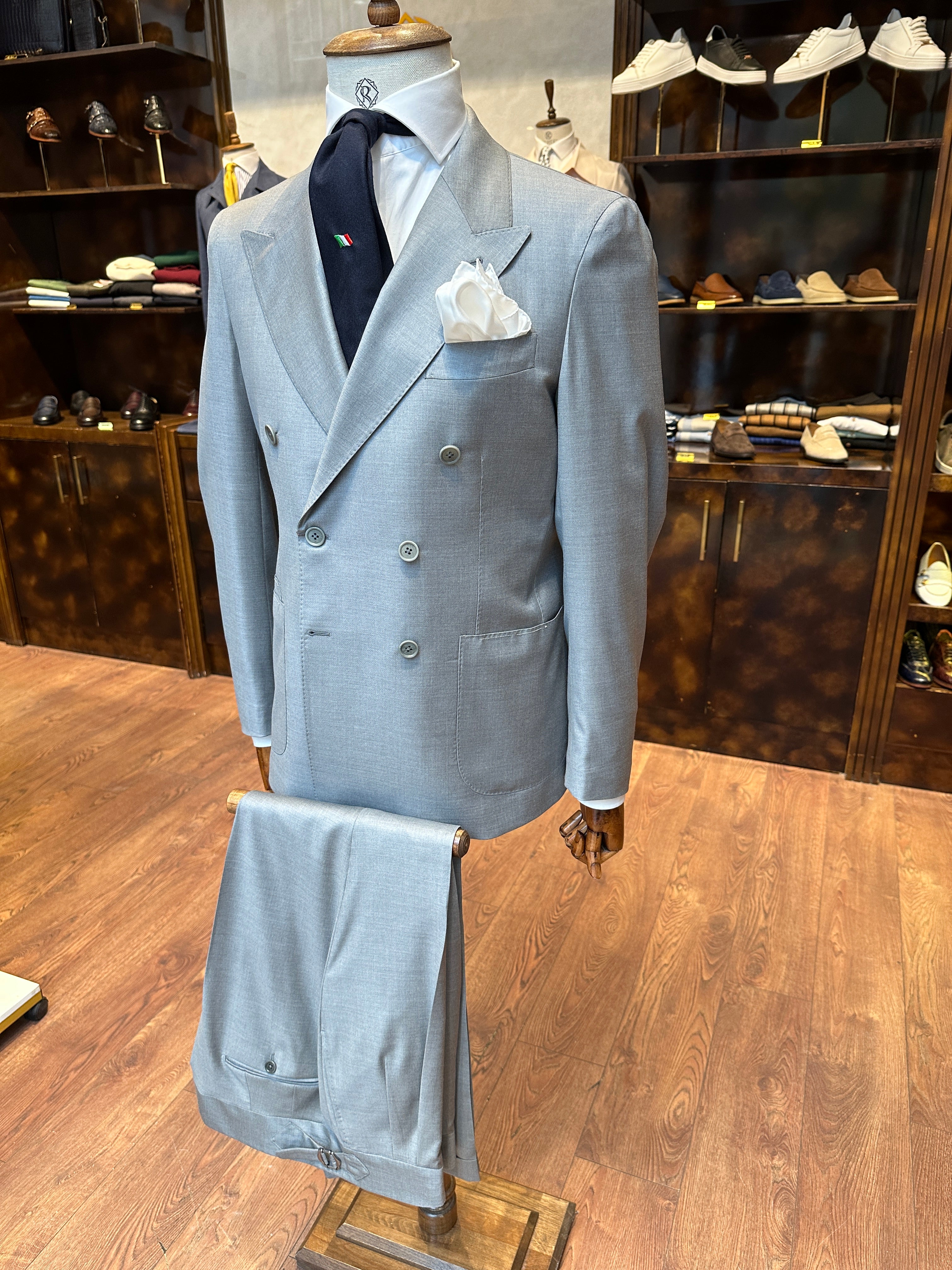 Double-breasted suit gray