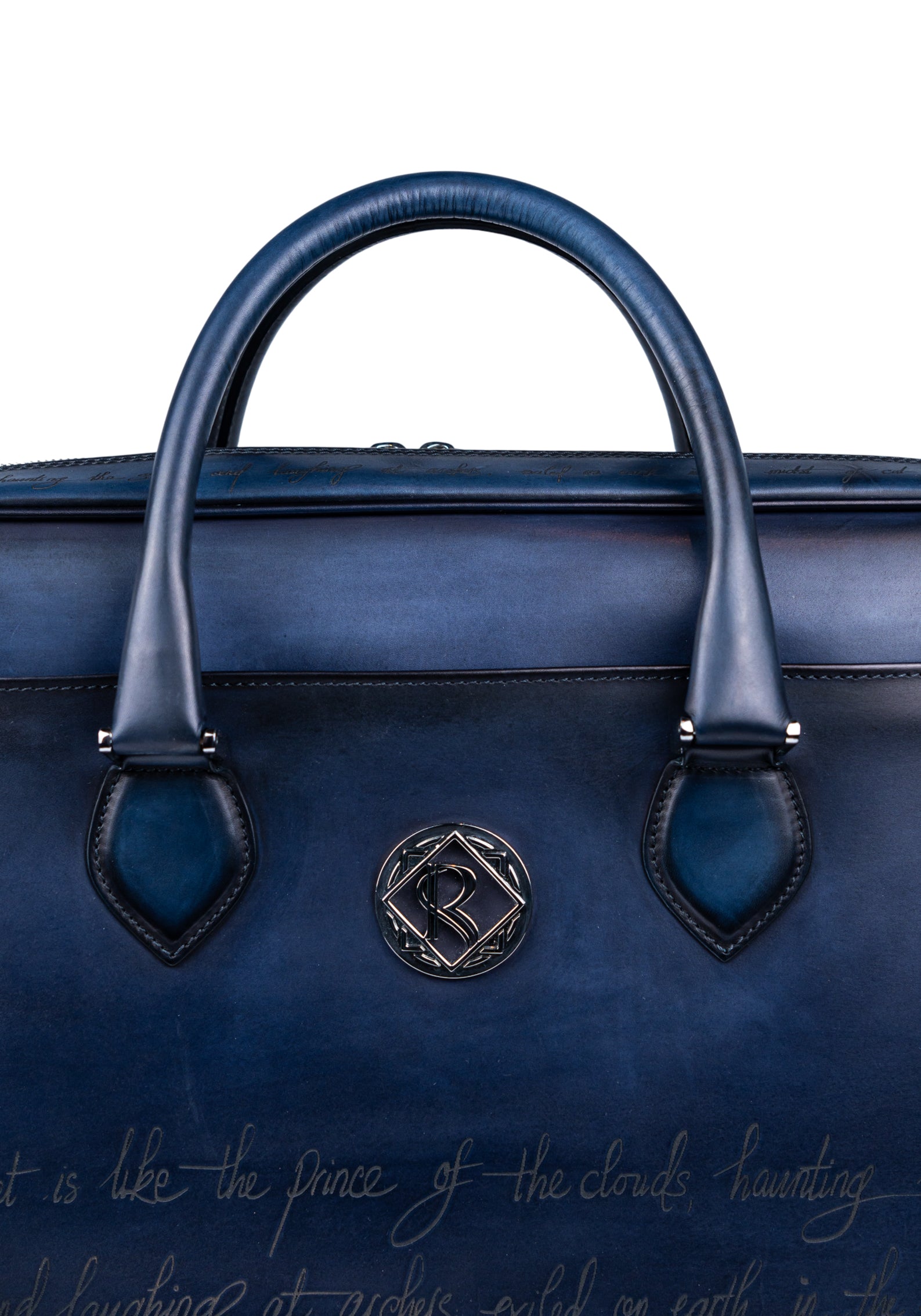 Aktentaschen Blau aus Leder Mit Gravur