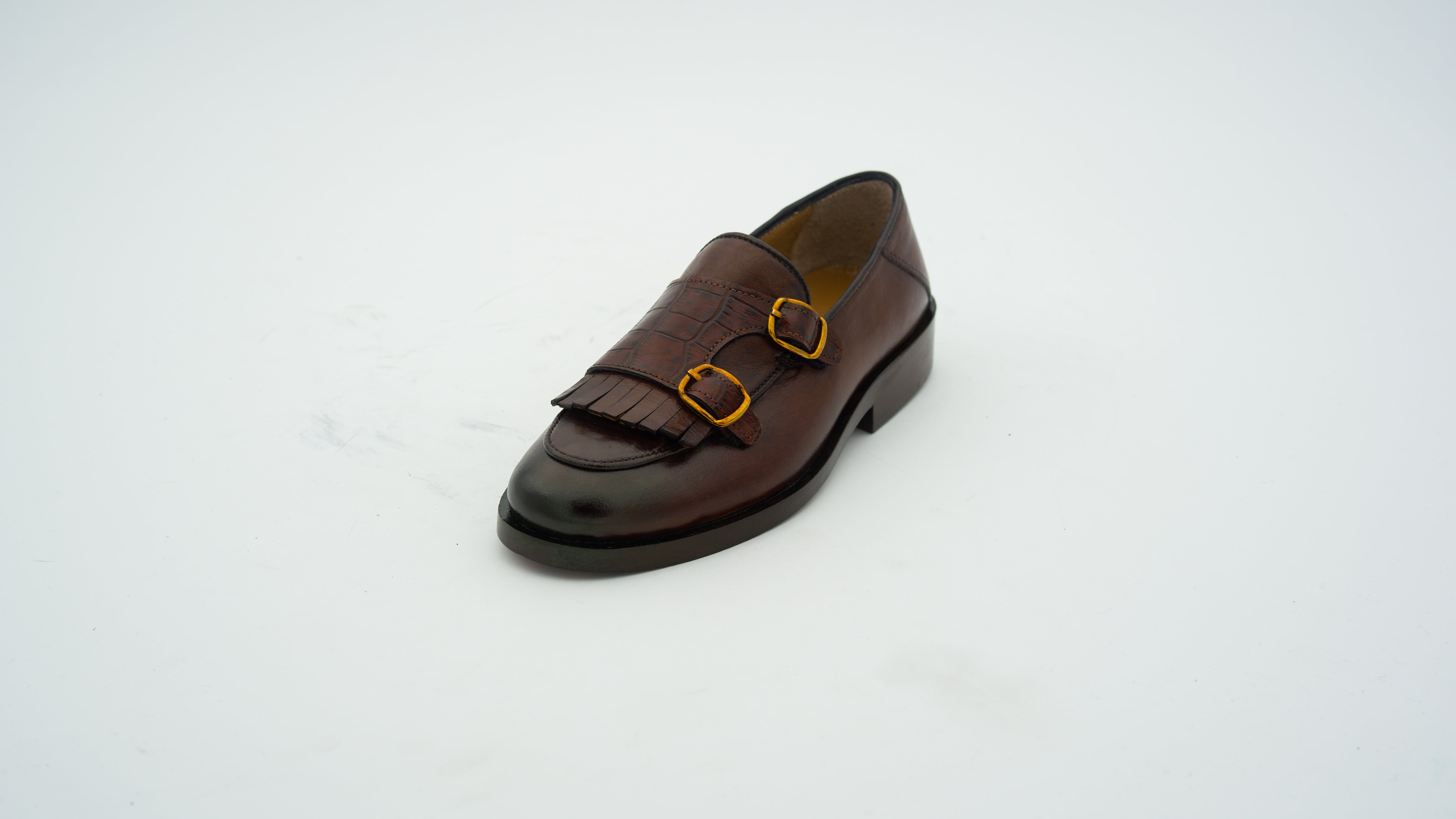 Slipper mit Fransen aus Leder