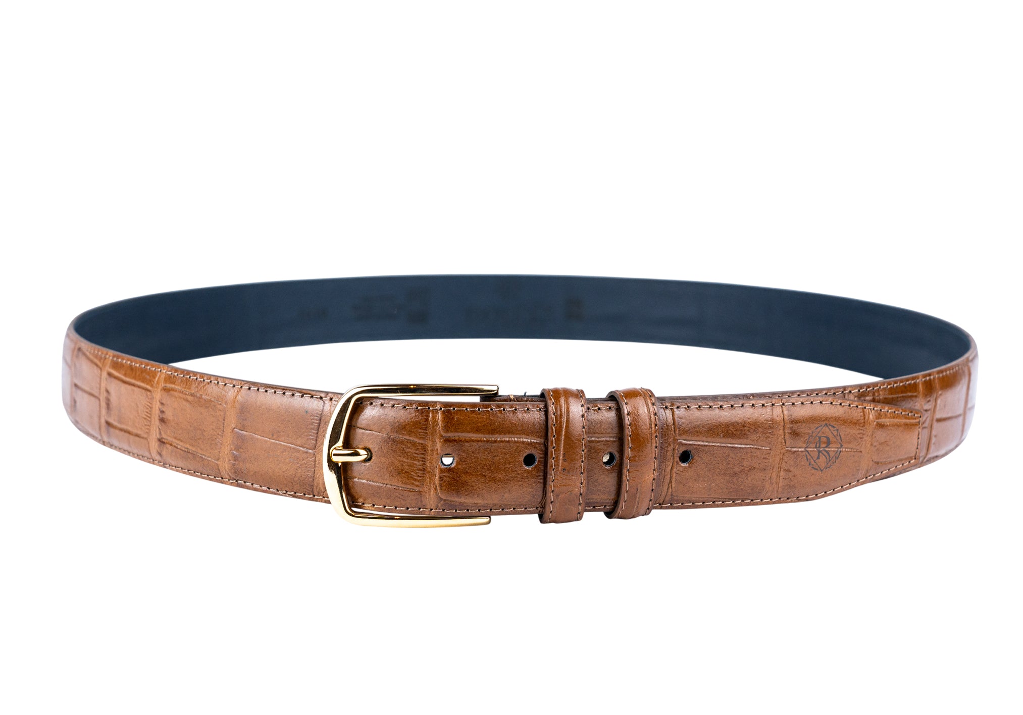 Ledergürtel aus echtem Leder mit Crocoprägung – Made in Italy