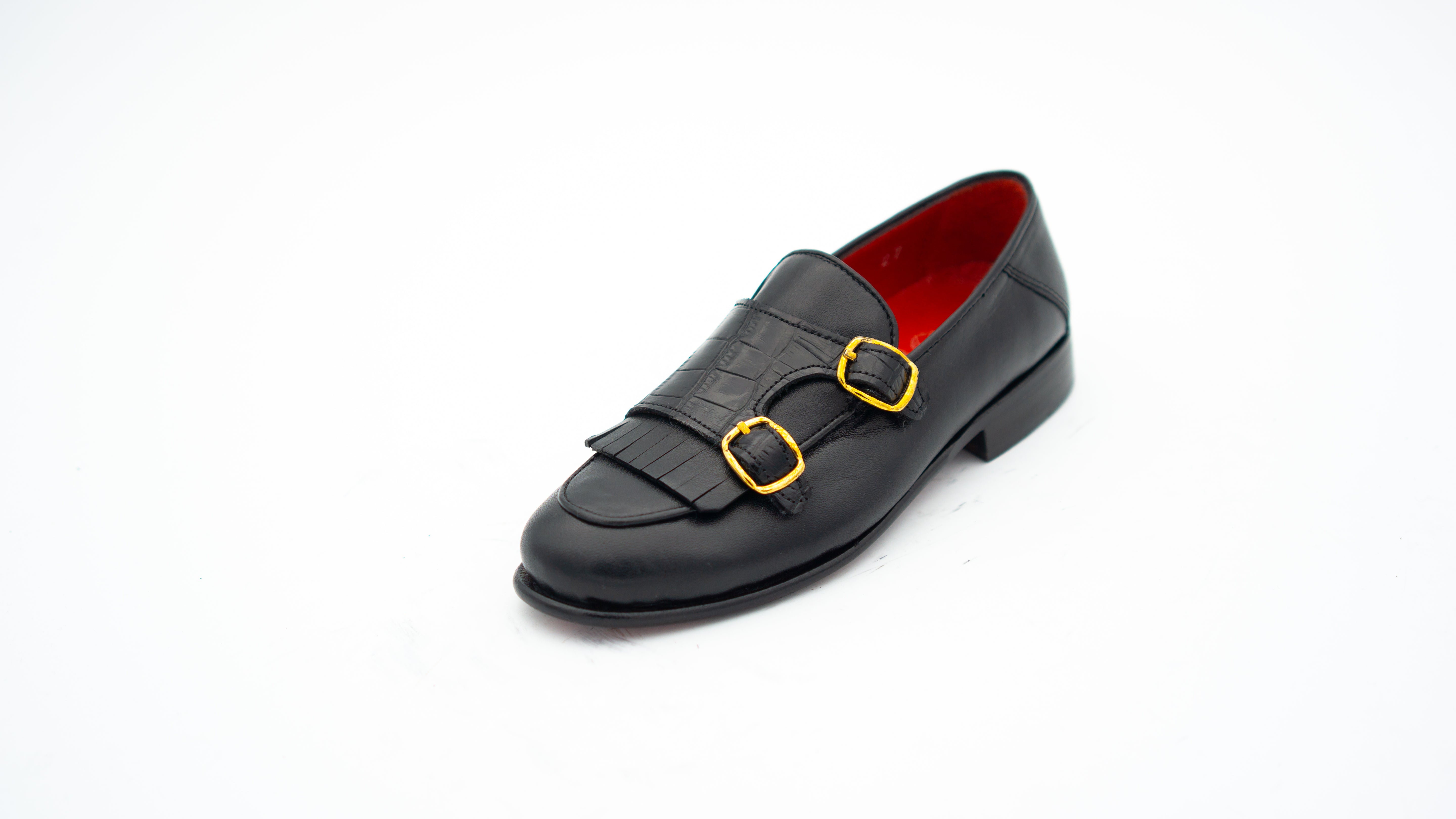 Slipper mit Fransen aus Leder
