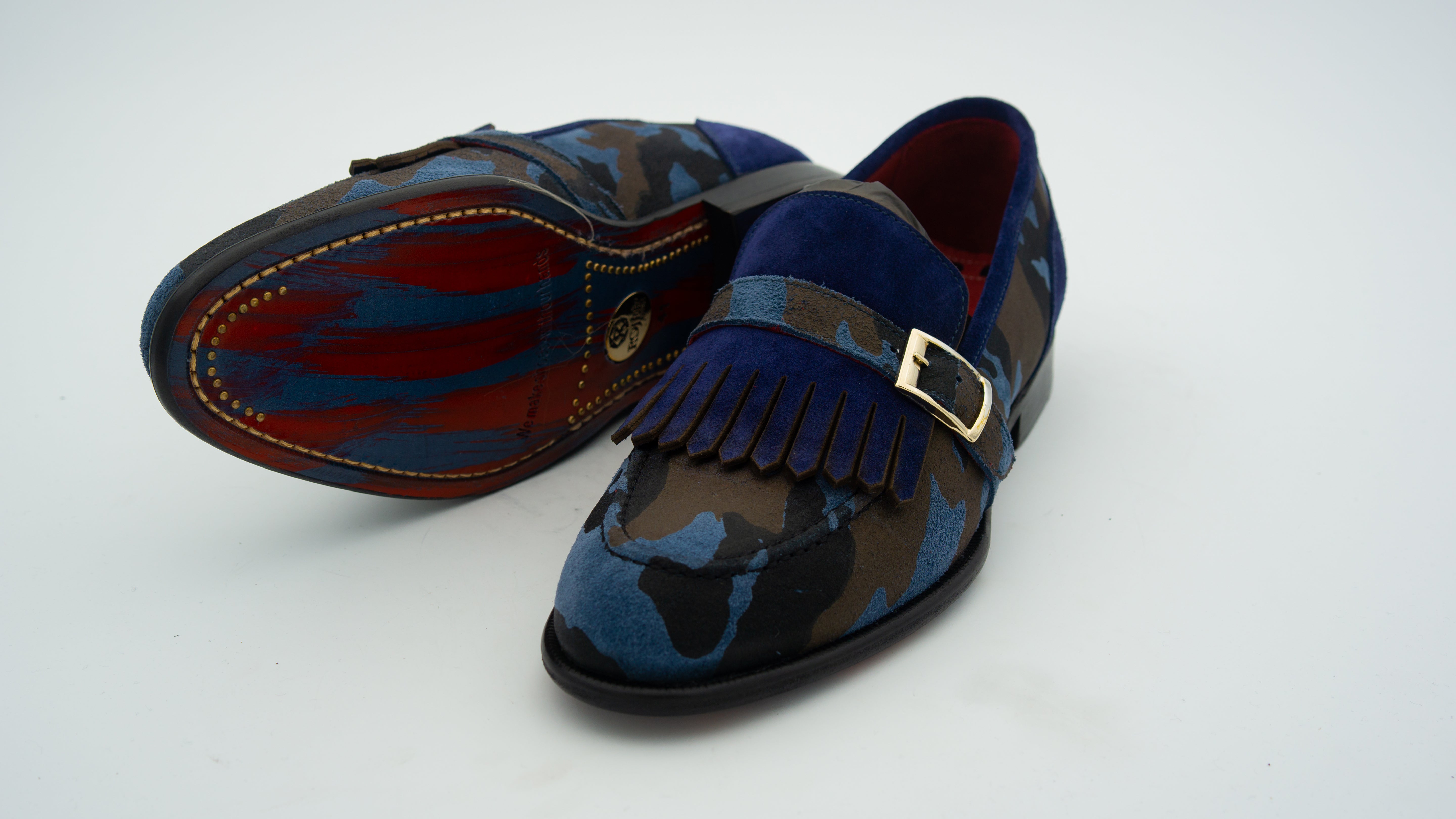 Camouflage Slipper mit Fransen