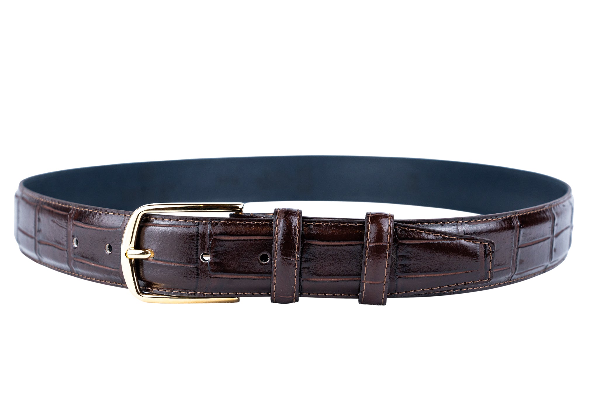 Ledergürtel aus echtem Leder mit Crocoprägung – Made in Italy