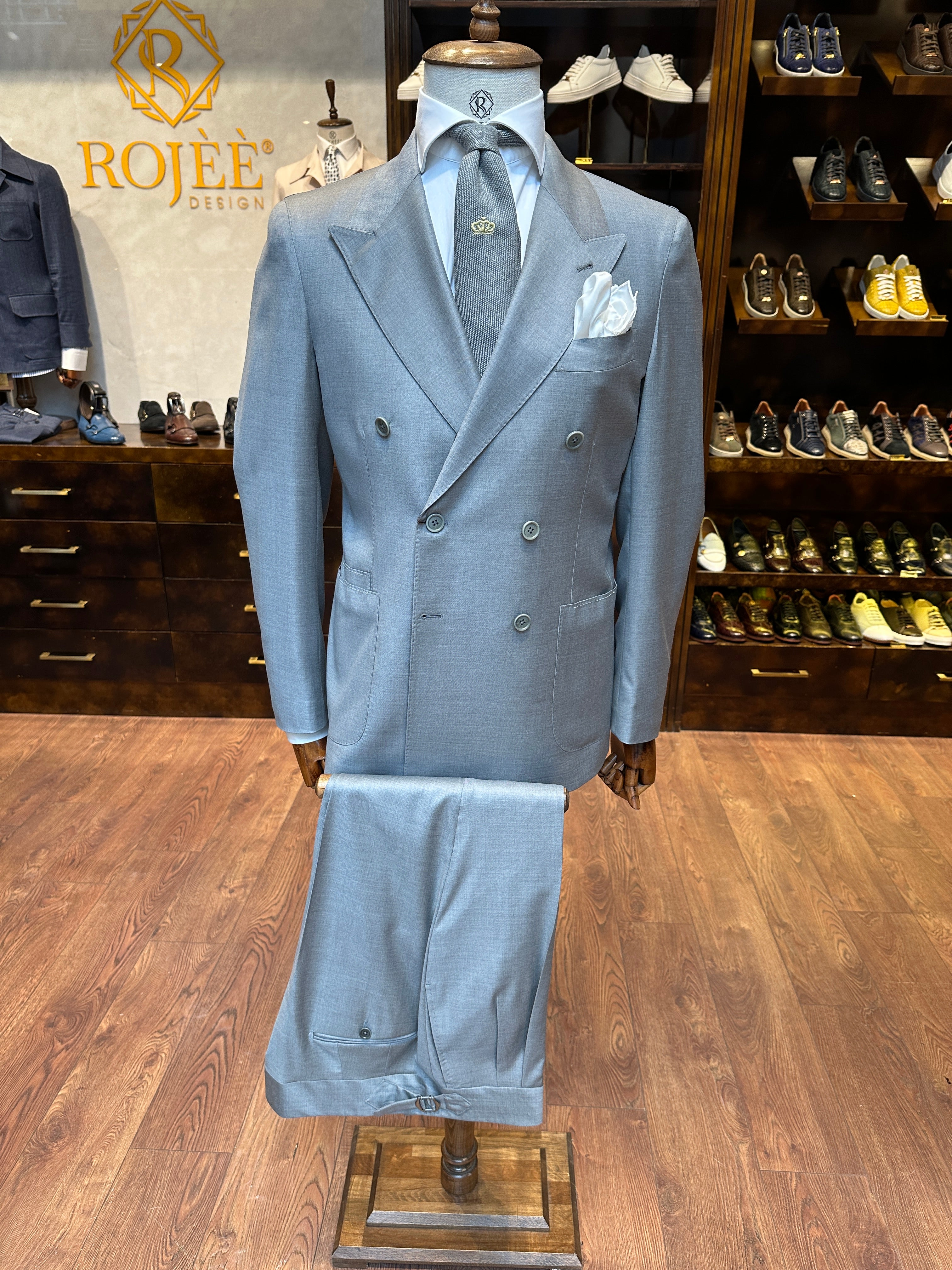 Double-breasted suit gray