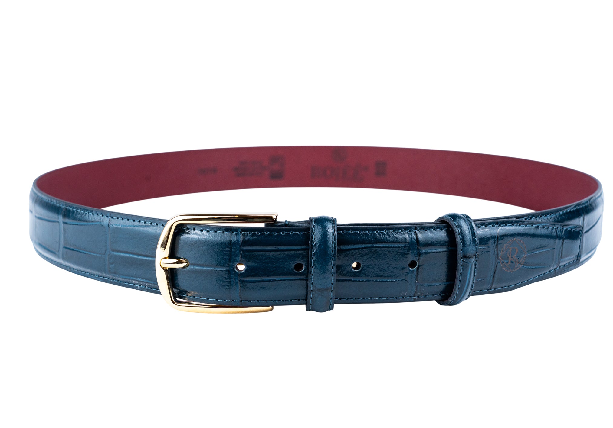 Ledergürtel aus echtem Leder mit Crocoprägung – Made in Italy