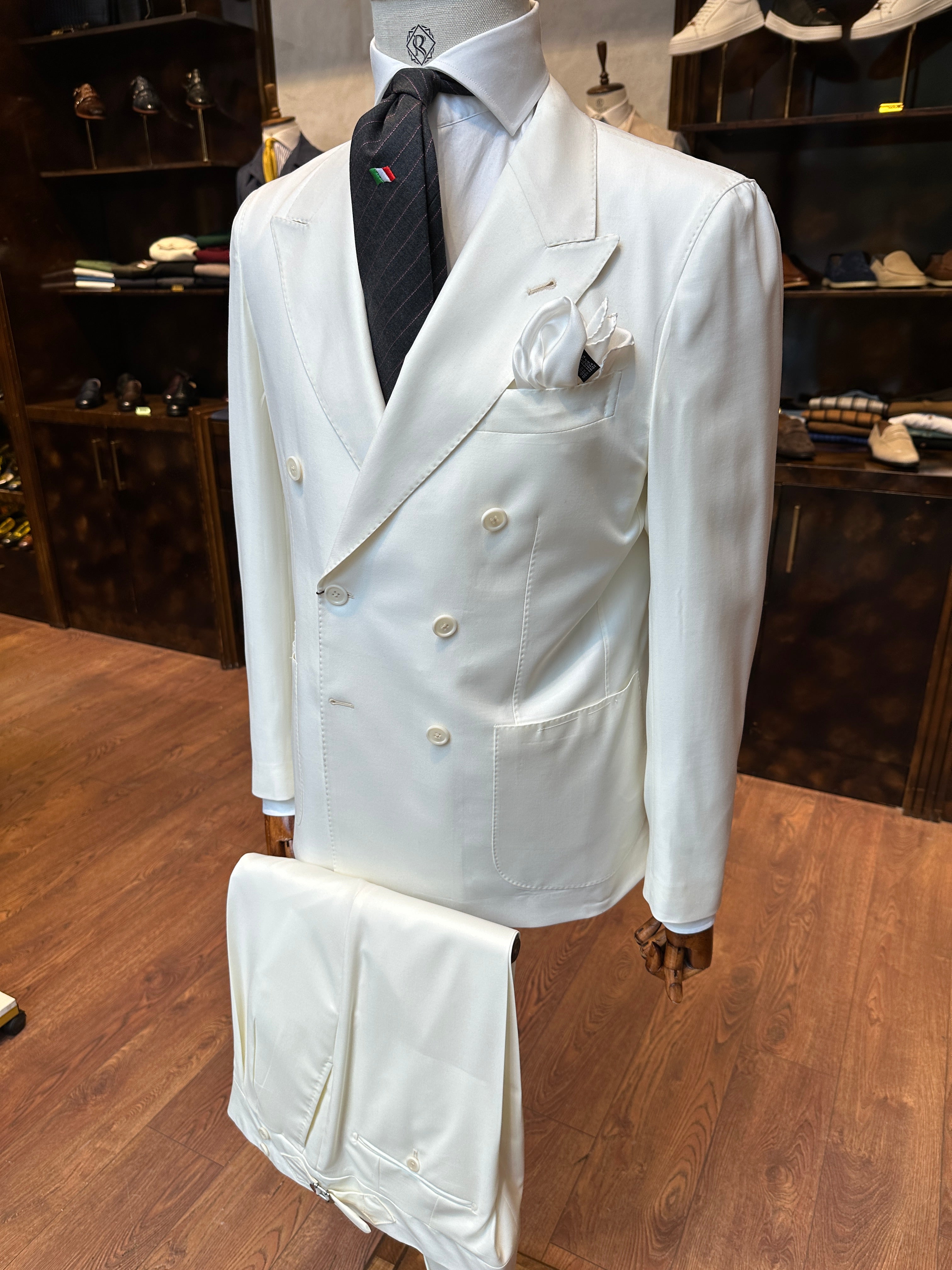 Double-breasted suit white