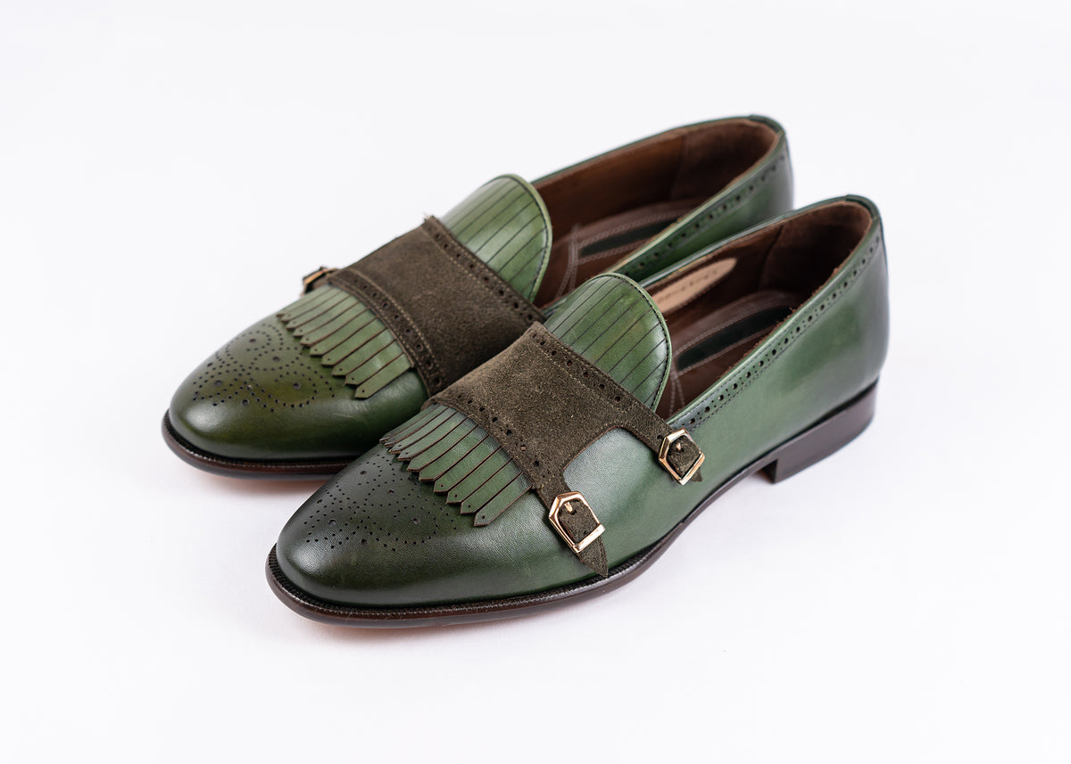 Slipper mit Fransen - Doppelschnaller