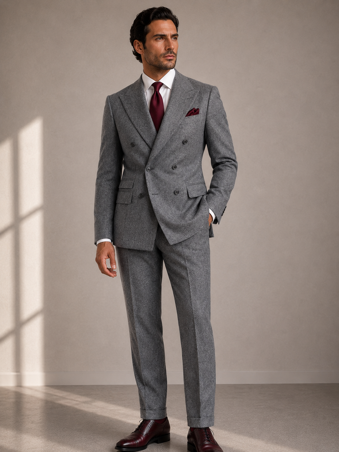 Flanell Anzug Grau