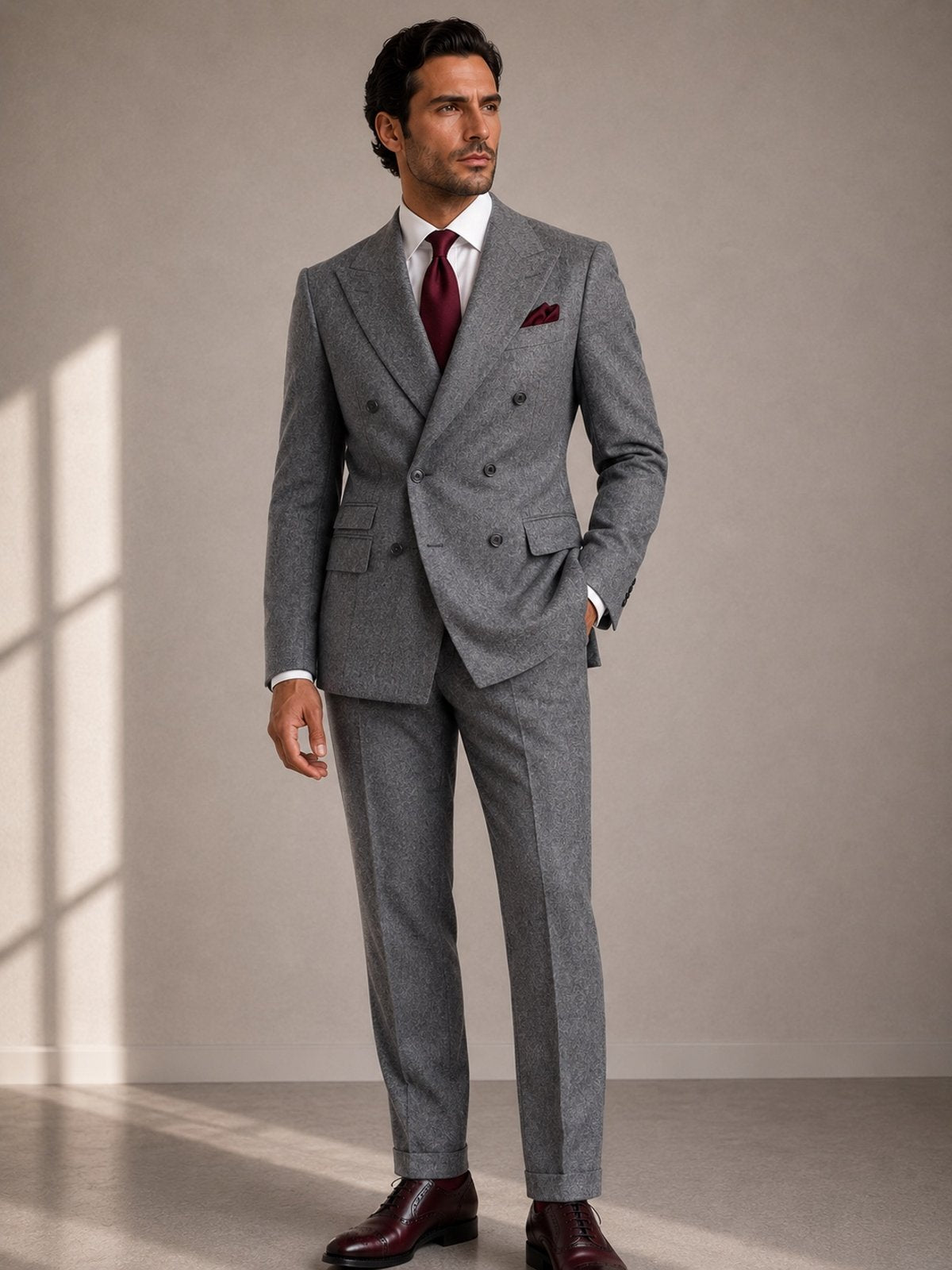 Flanell Anzug Grau