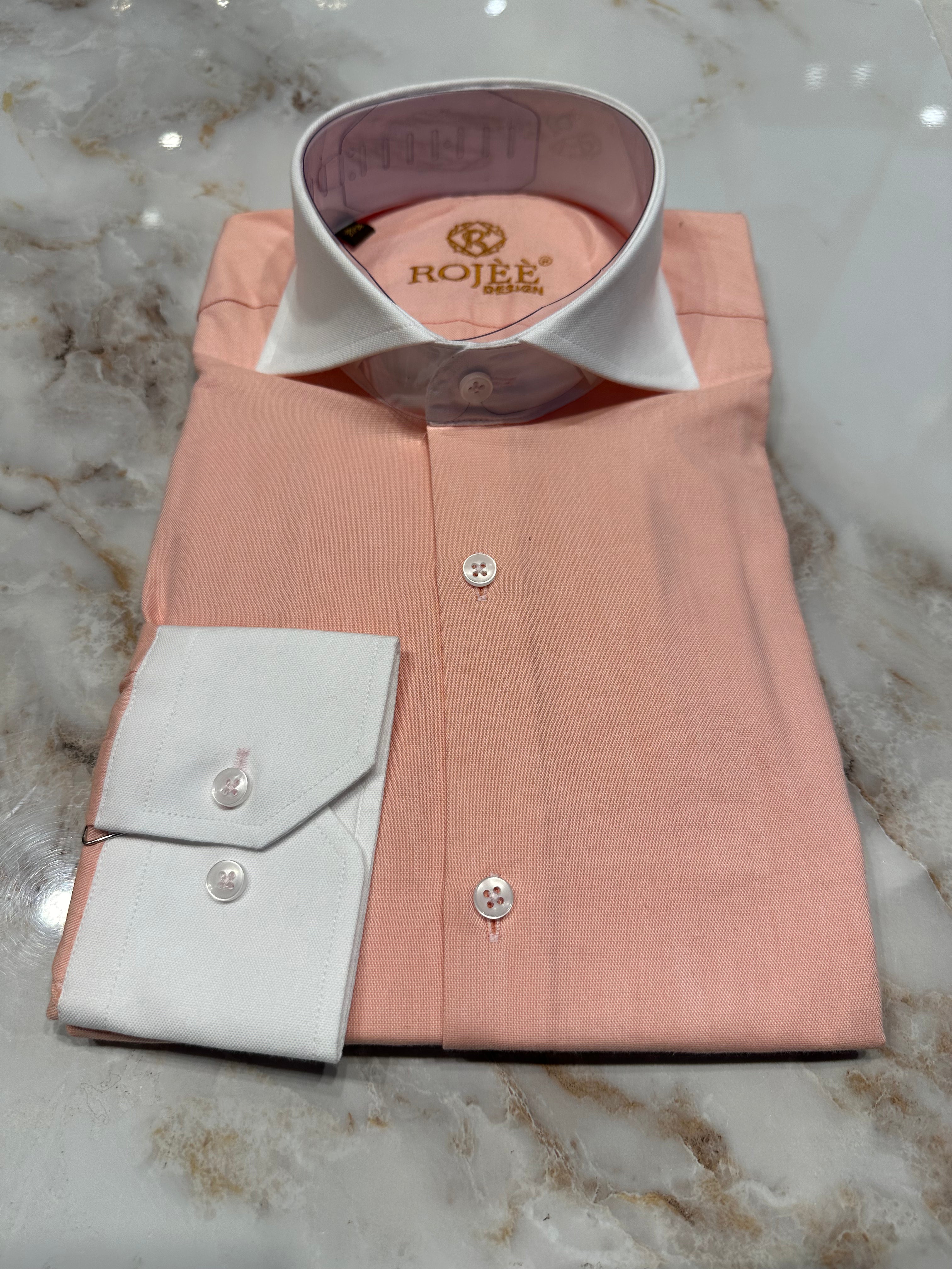 Light pink shirt / SHARK / ROUND / POINTED COLLAR