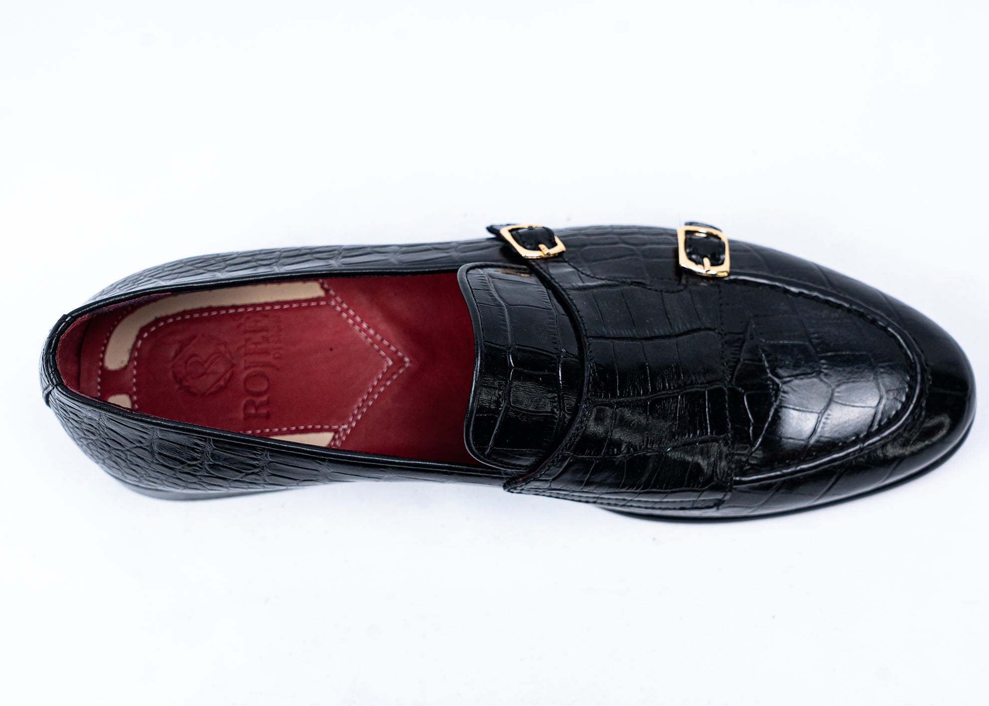 Slipper mit Crocoprägung ￼