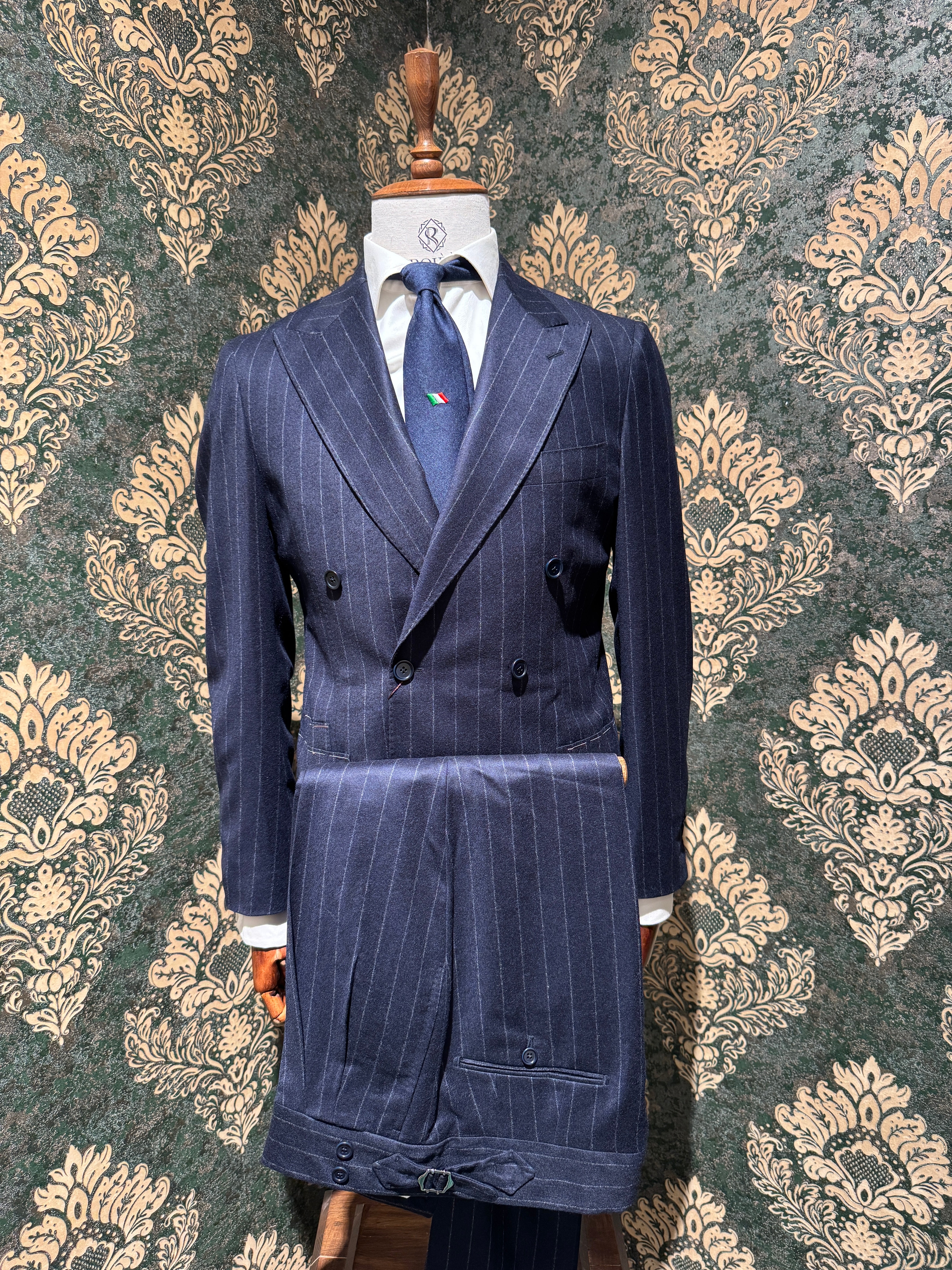 Anzug Zweireiher Nadelstreifen Blau