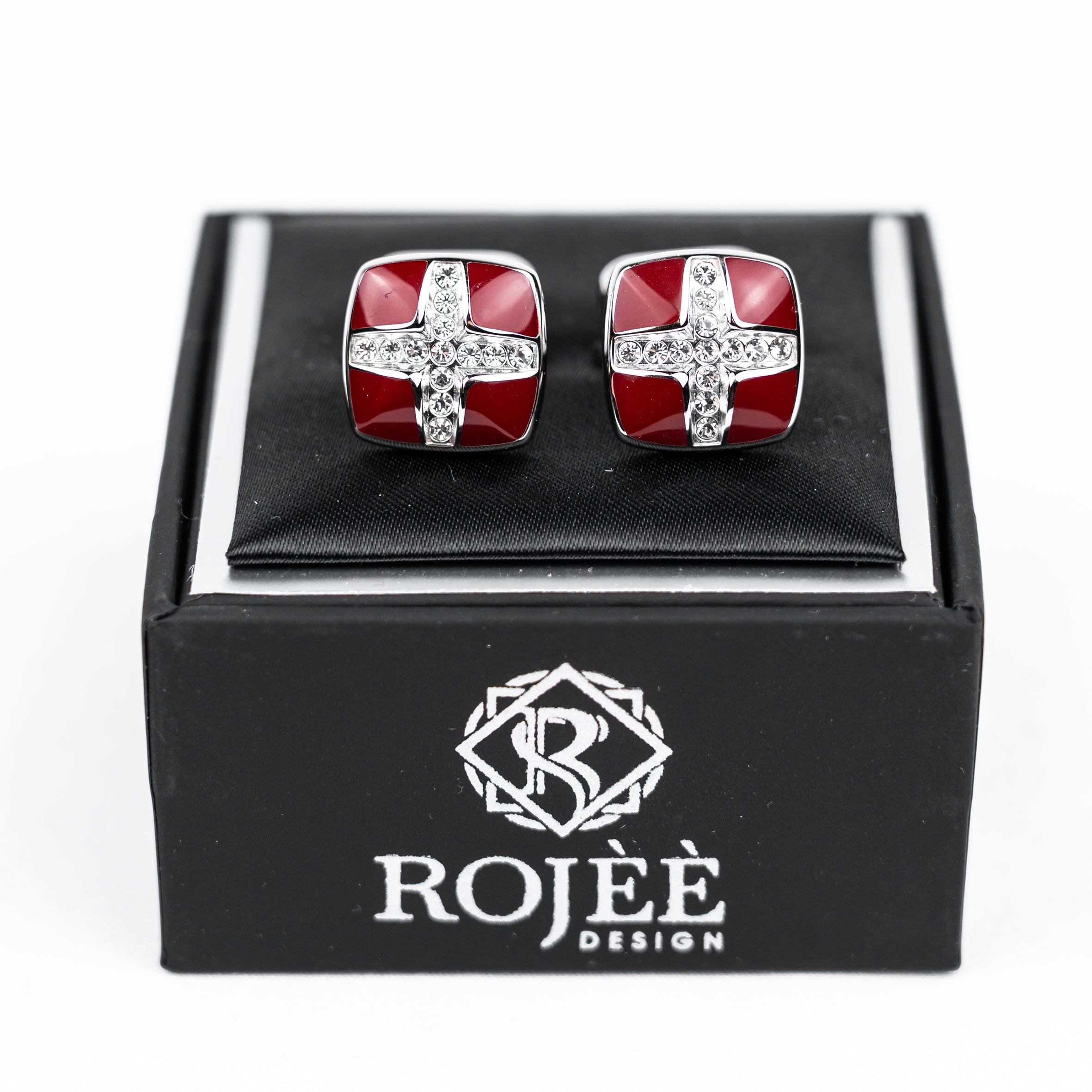 Manschettenknöpfe Herren Rot/Silber Handmade in Italy