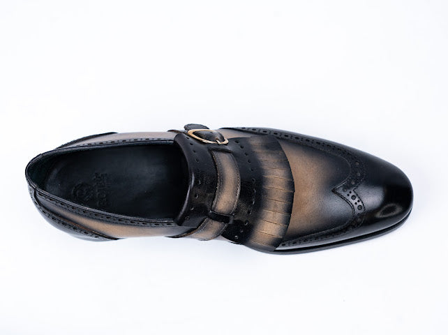 Firenze Slipper mit Fransen Schwarz Beige