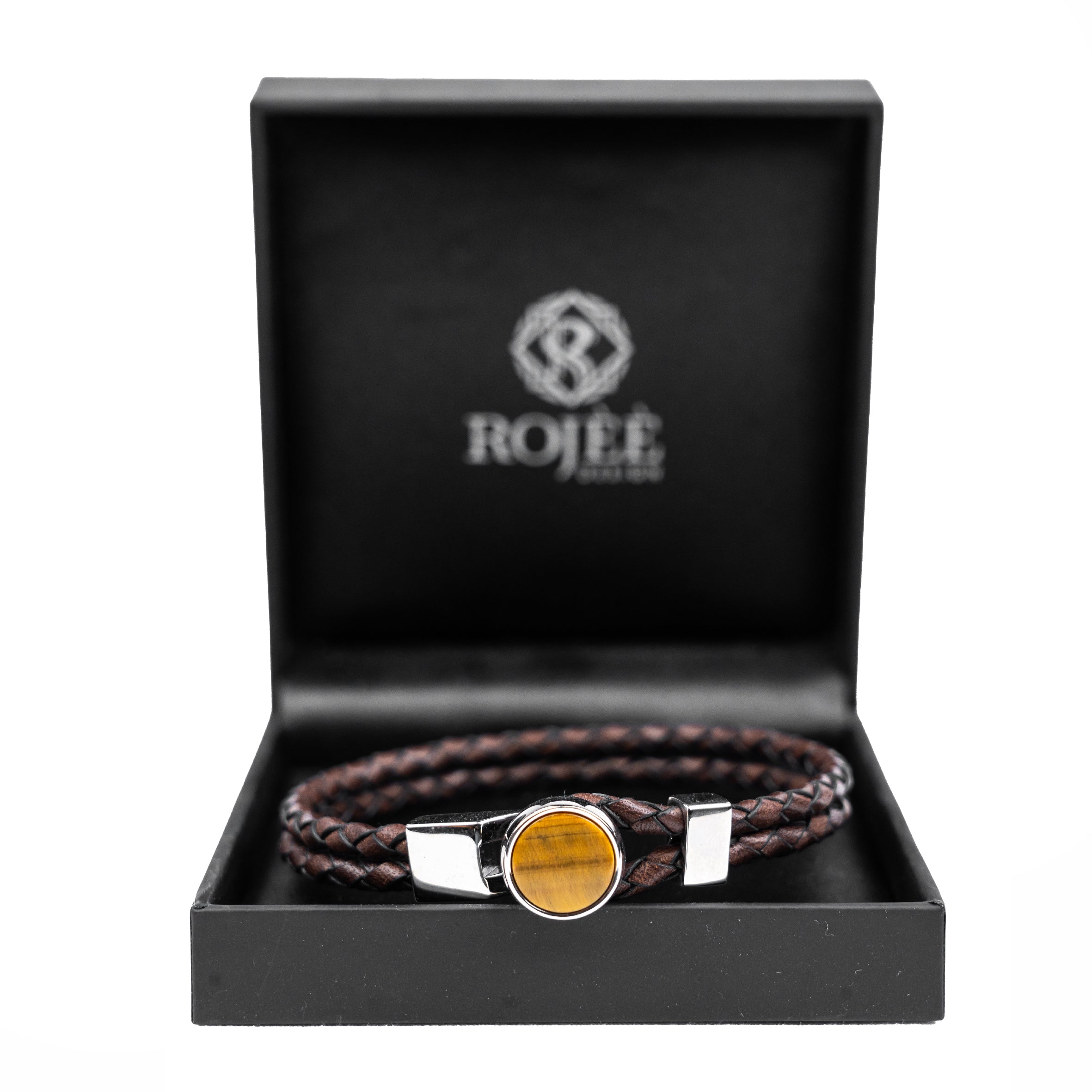 Herren Armband Braun mit orangefarbenen Akzenten Handmade in Italy