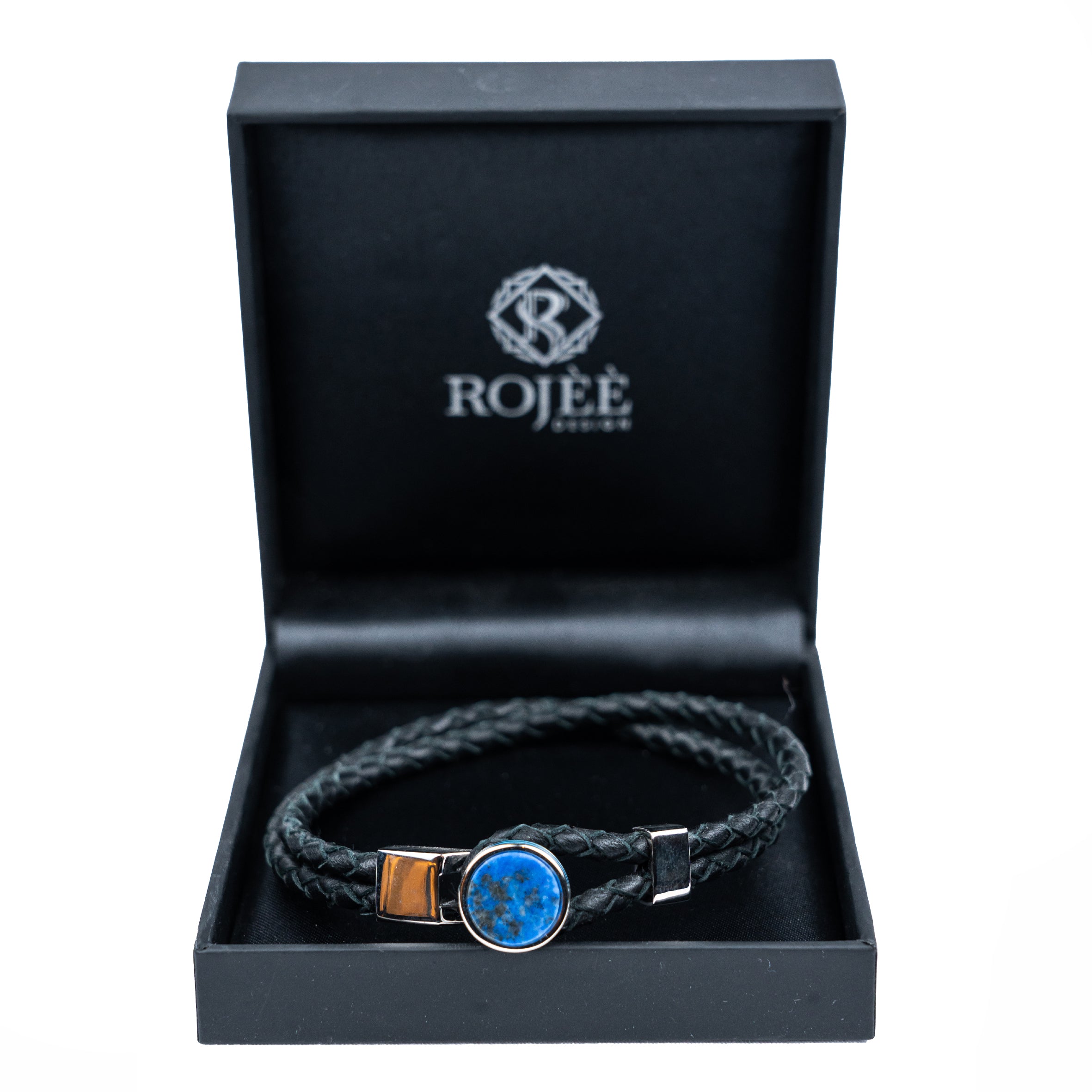 Herren Armband Schwarz mit blauen Details Handmade in Italy