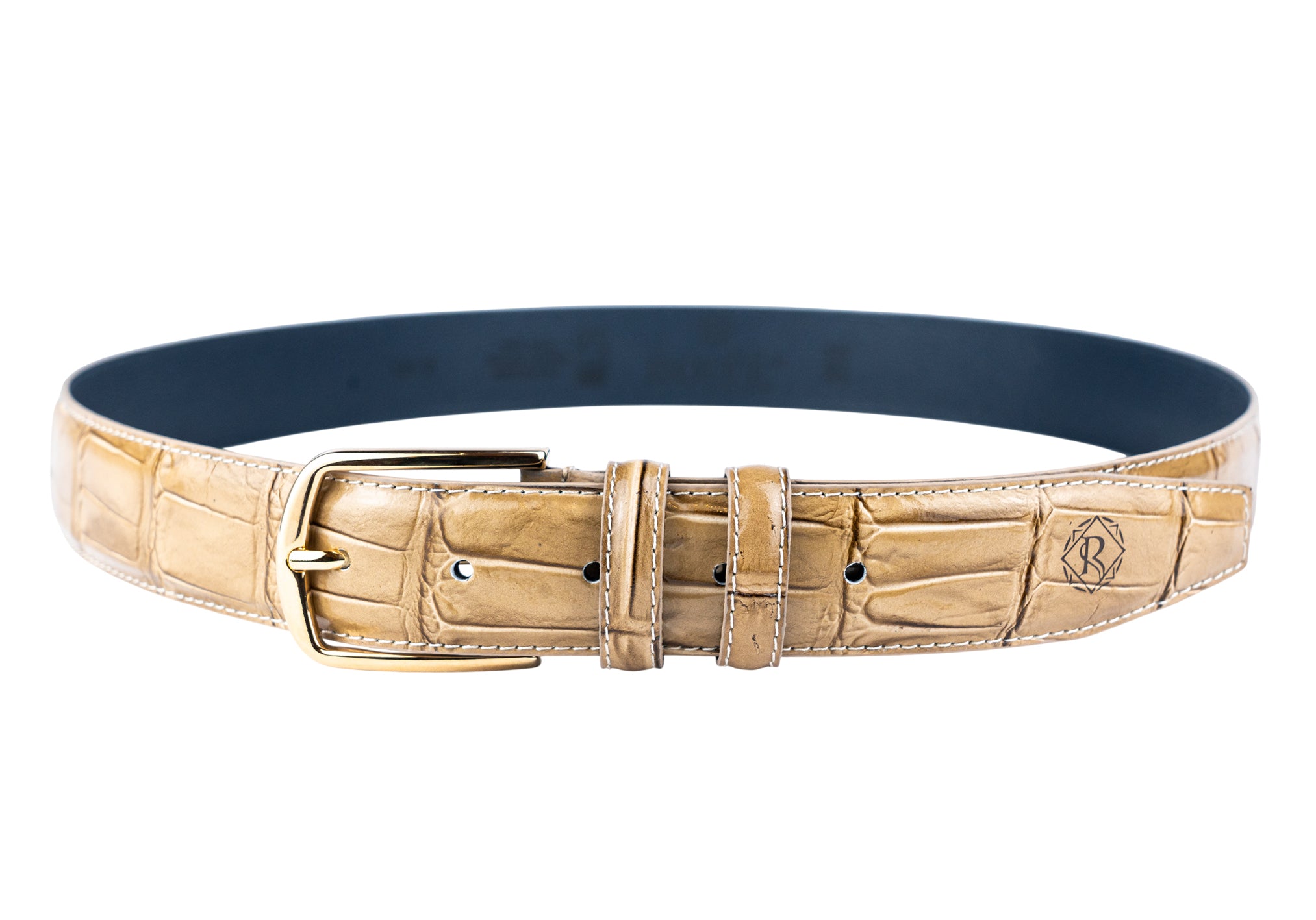 Ledergürtel aus echtem Leder mit Crocoprägung – Made in Italy