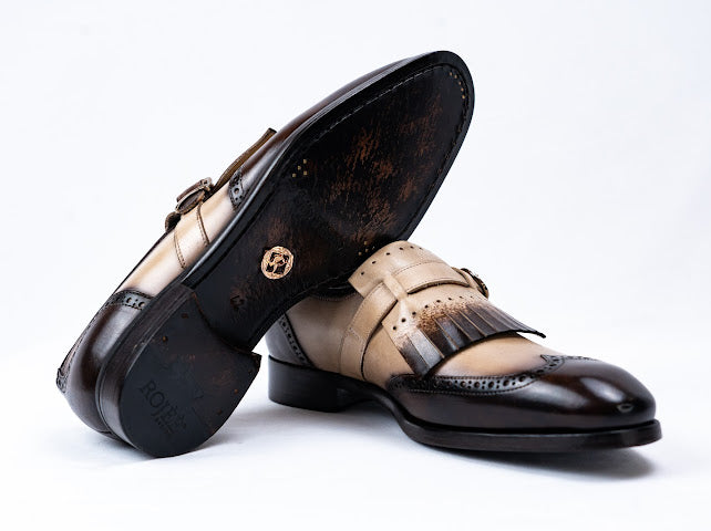 Firenze Slipper mit Fransen Braun Beige