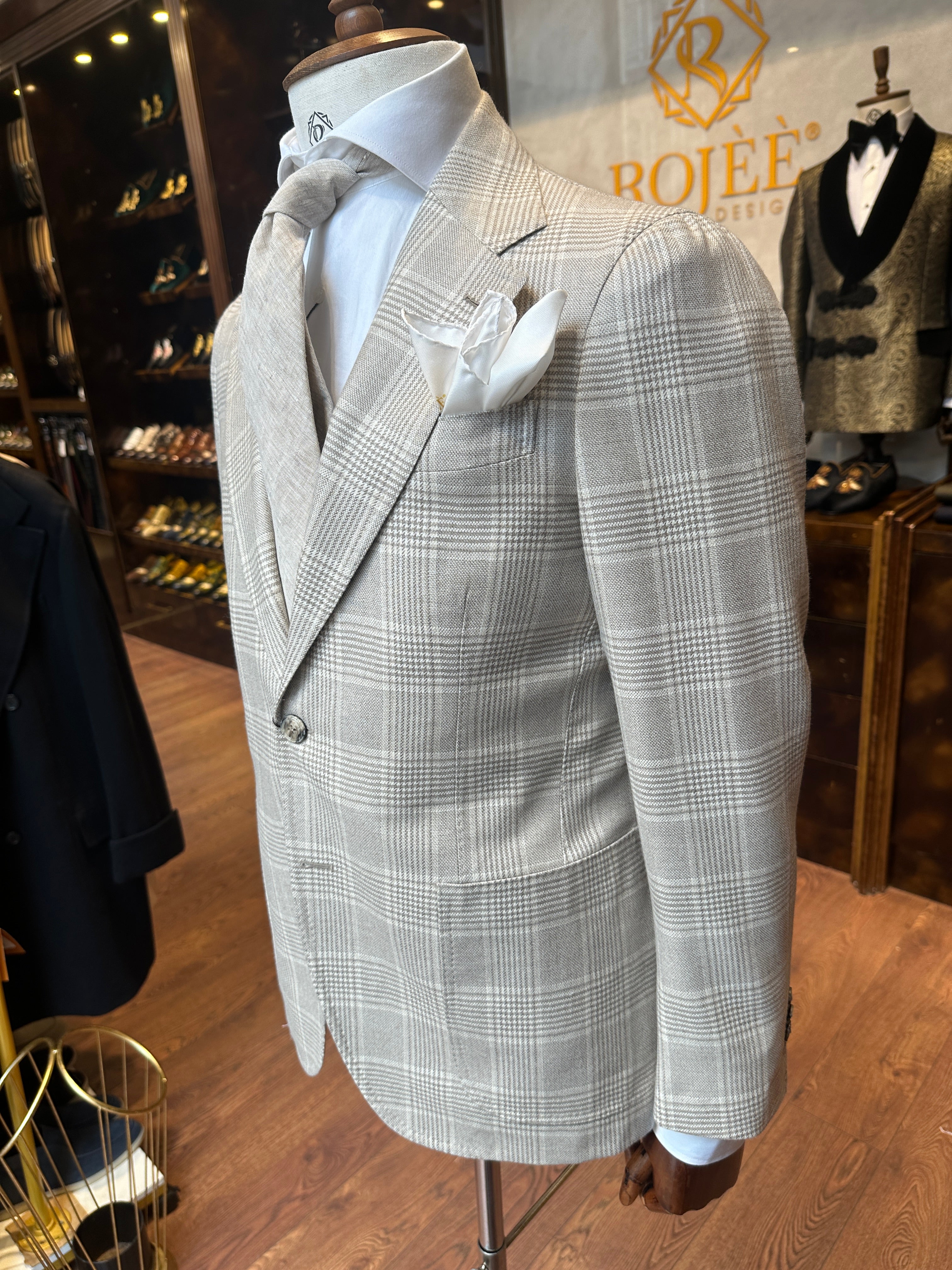 Beige Checked Jacket