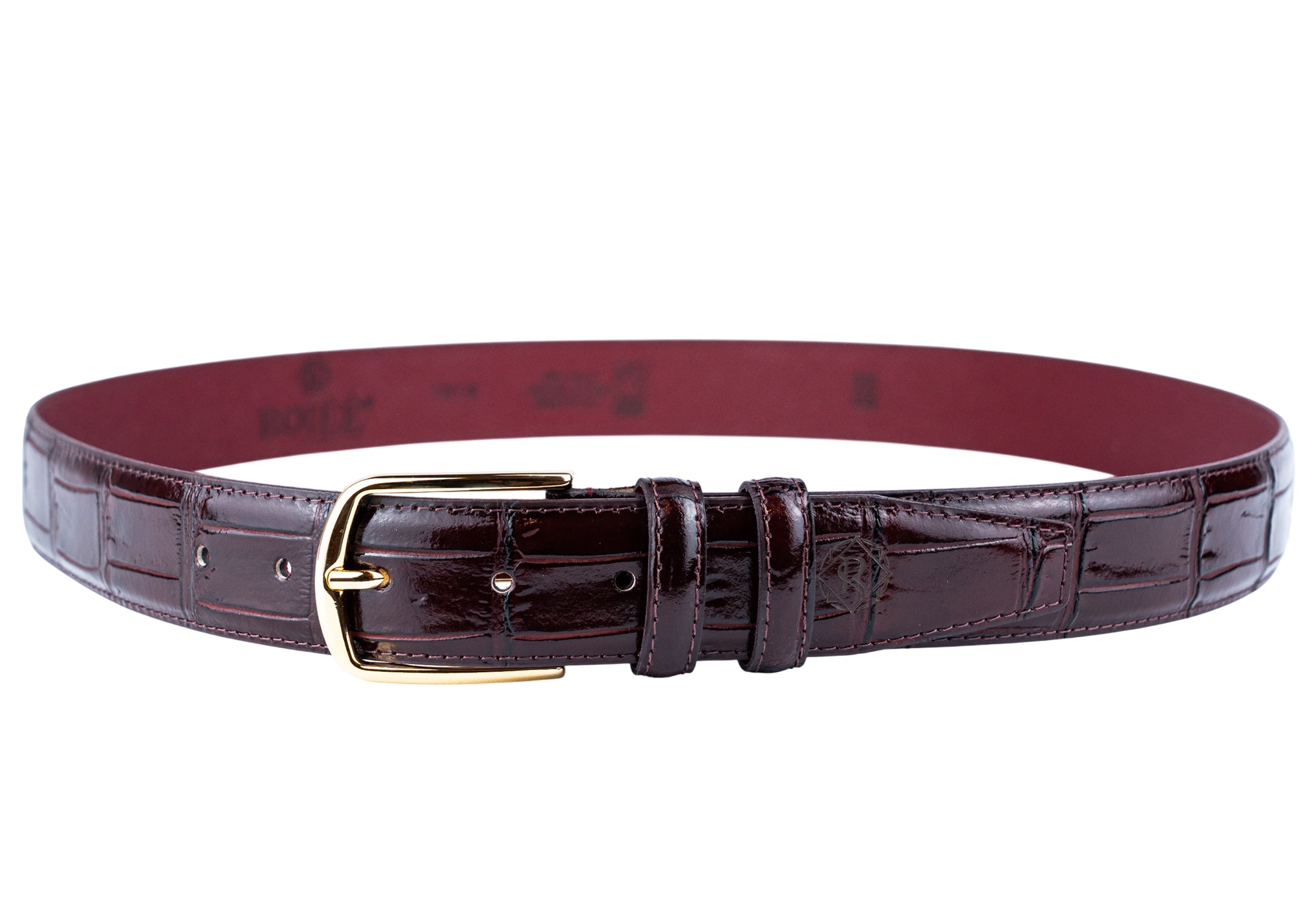 Ledergürtel aus echtem Leder mit Crocoprägung – Made in Italy