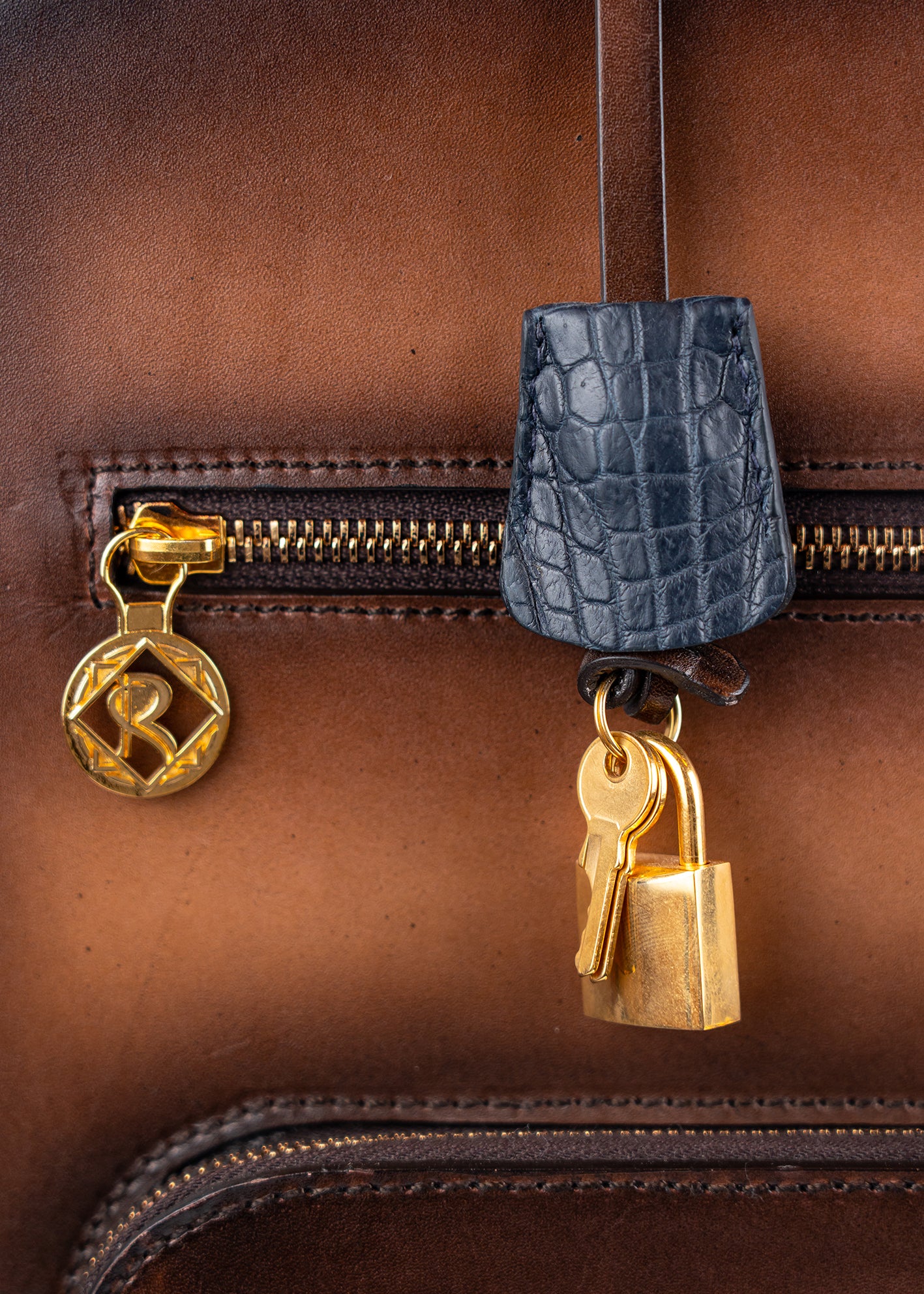 Koffer Braun aus Crocco Leder