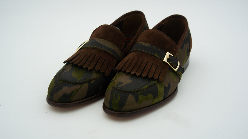 Camouflage Slipper mit Fransen