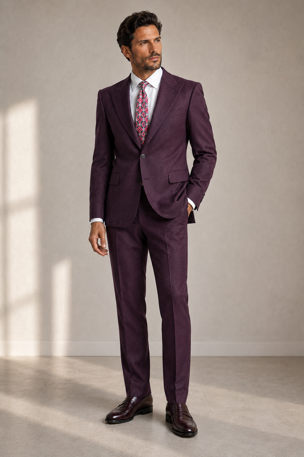 Flanell Anzug Bordeaux