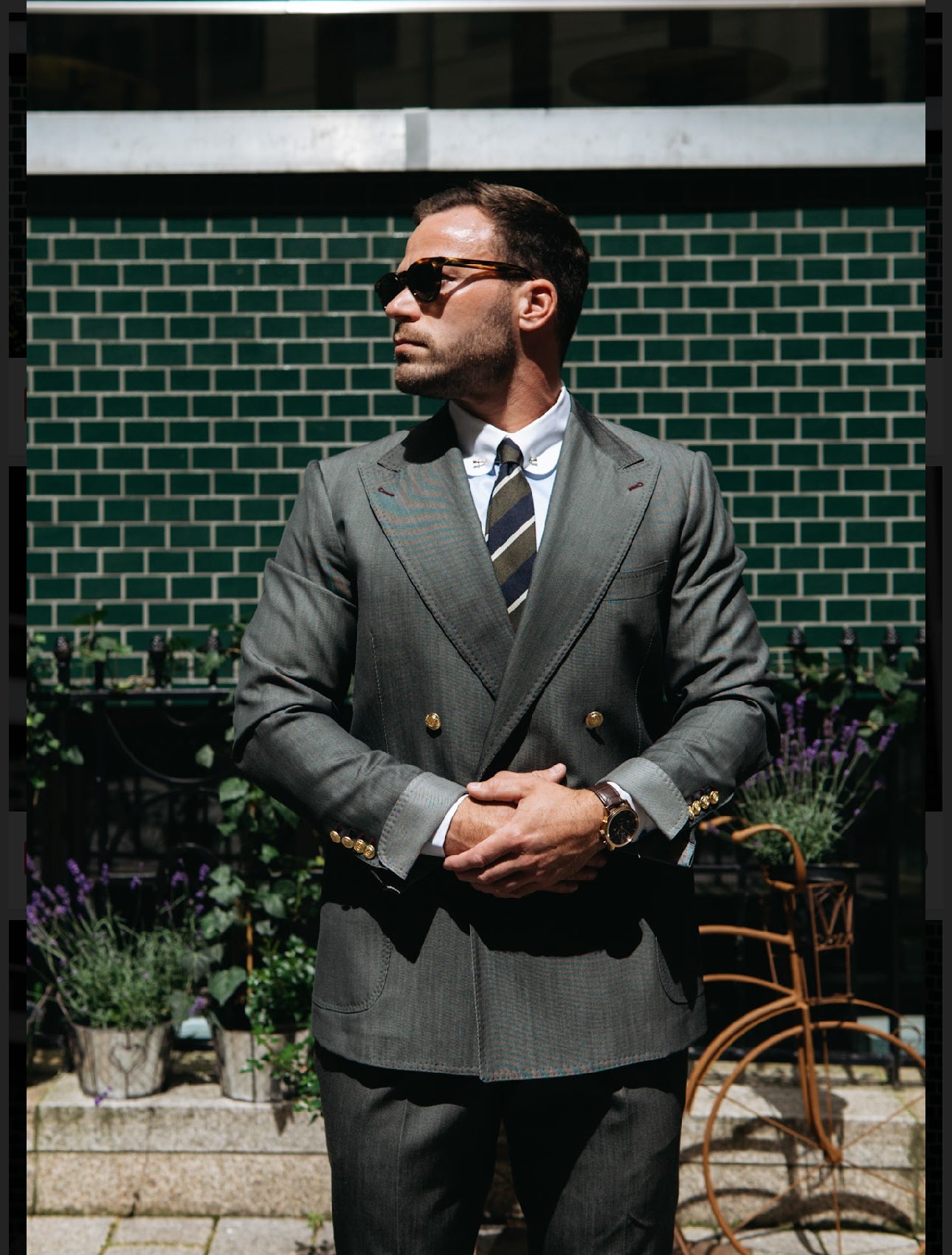 Suit Double Breasted Gray with Gold Buttons 