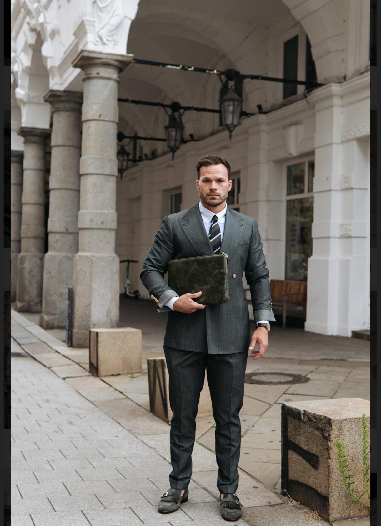 Suit Double Breasted Gray with Gold Buttons 